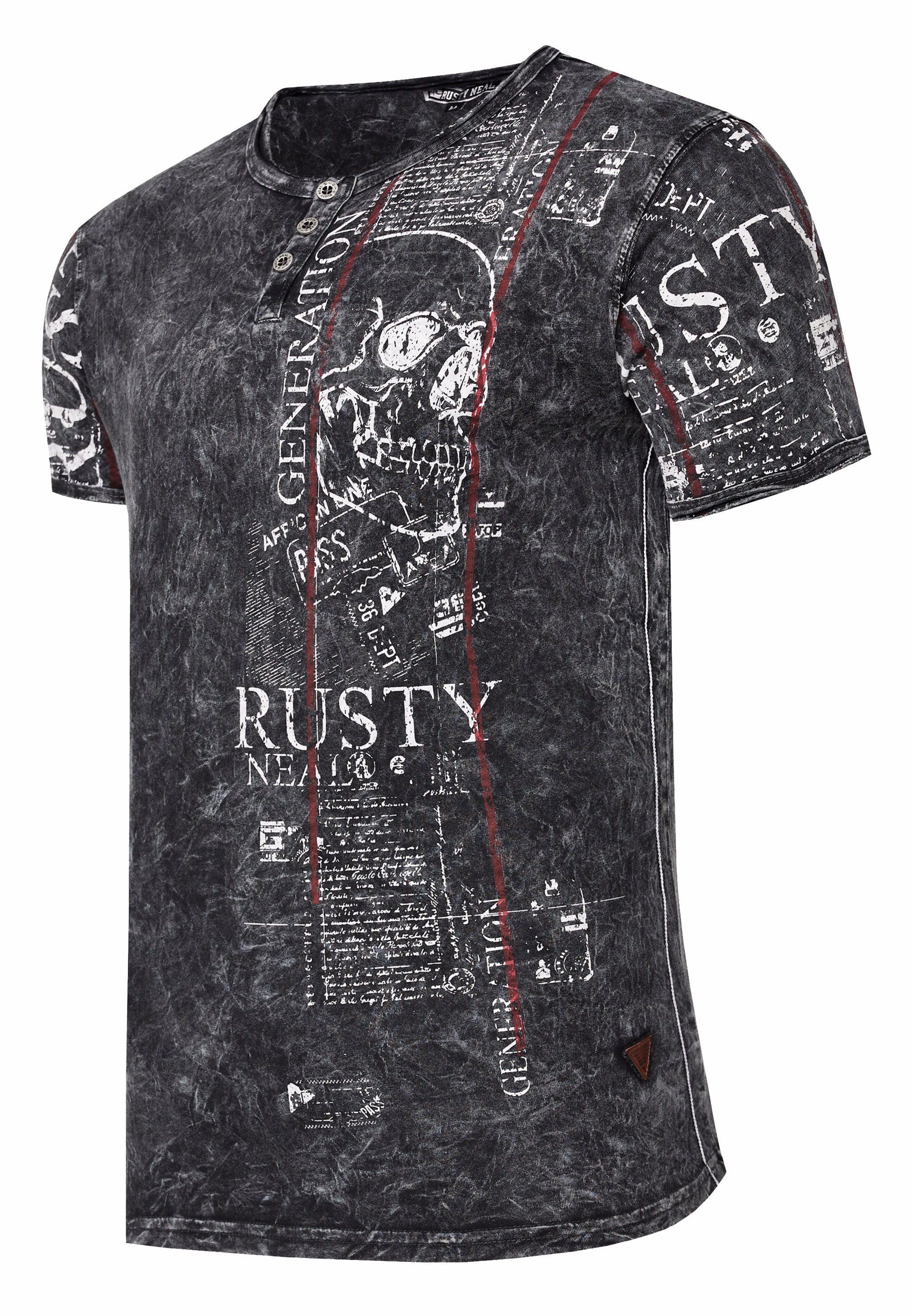 Rusty Neal T-Shirt, im Used-Look mit Allover-Print