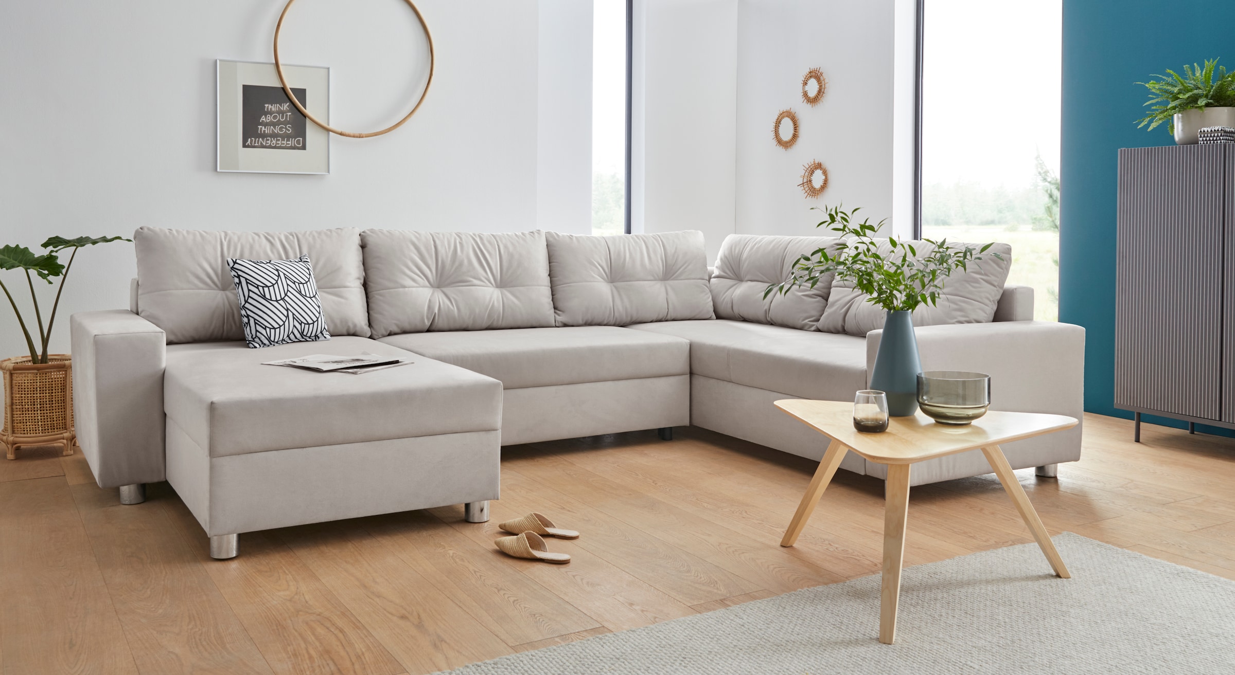 COLLECTION AB Wohnlandschaft "Paris U-Form, B: 310 cm" 1 Zierkissen & Federkern, optional Schlaffunktion & Bettkasten