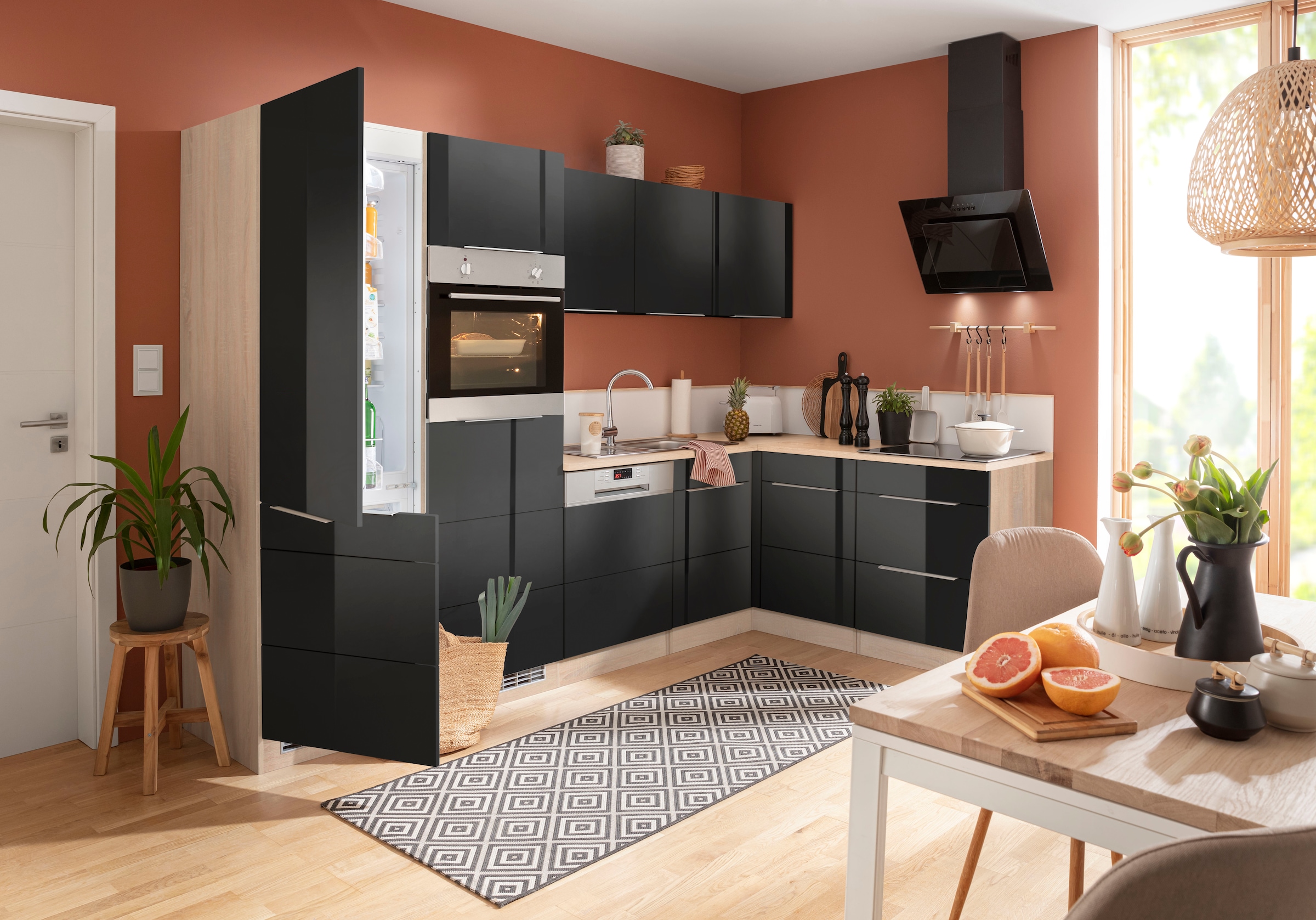 KOCHSTATION Winkelküche »KS-Brindisi Stellbreite 290/170 cm«, wahlweise mit E-Geräten und Induktion, mit MDF-Fronten