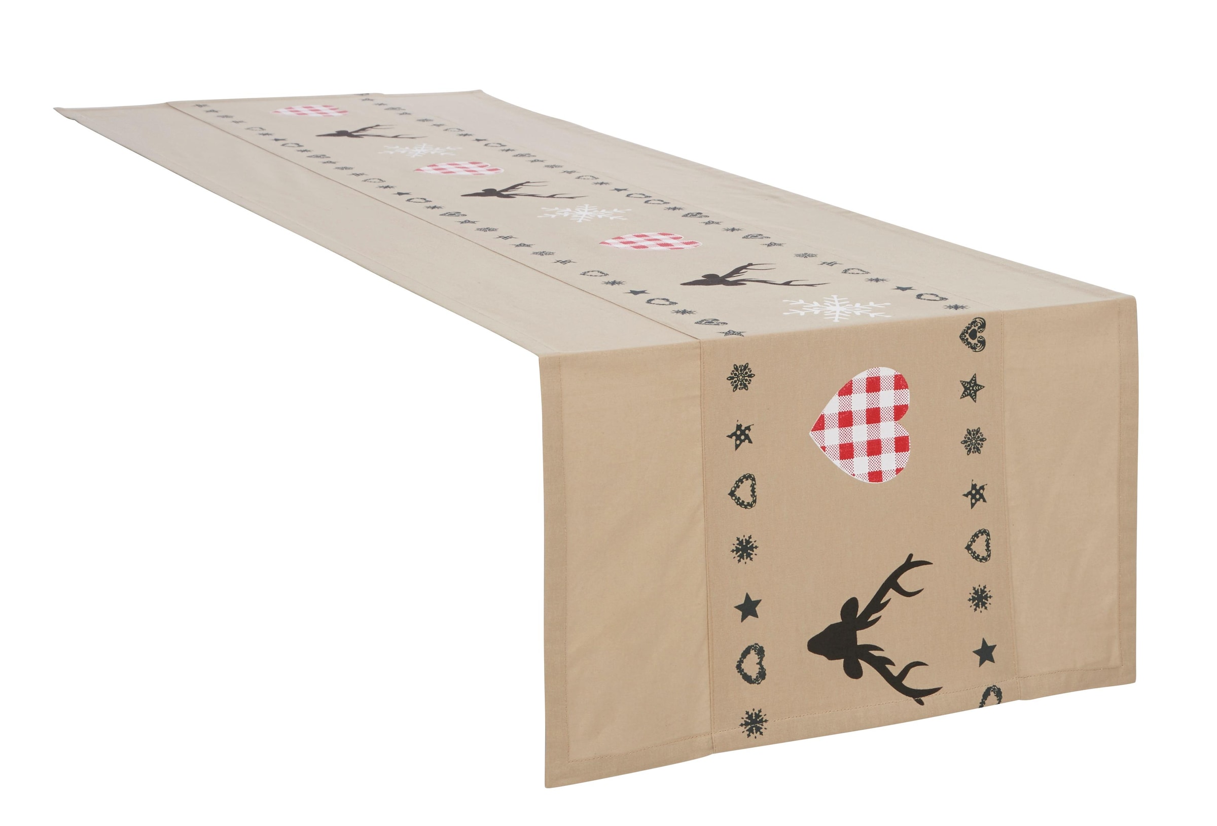 my home Tischläufer »Xaver« Karo-Design, Bio Baumwolle, Herz, Landhaus, Hirsch