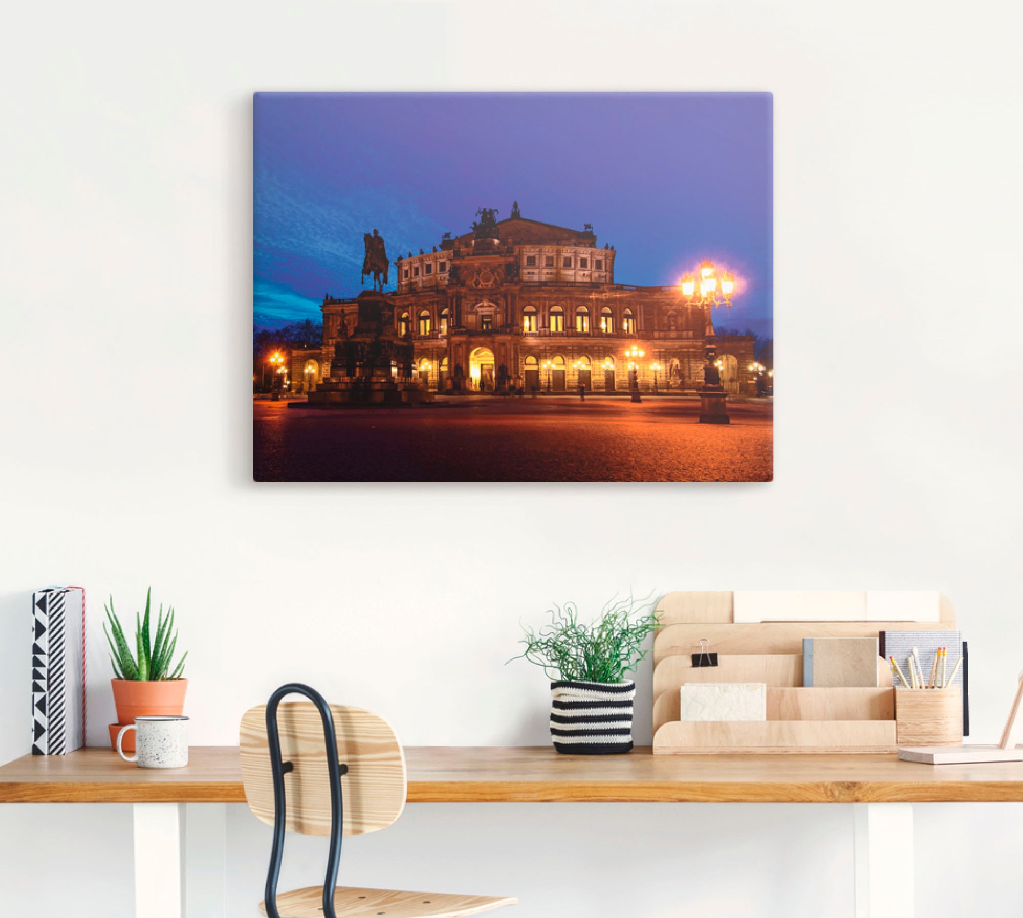 Artland Wandbild »Dresden Semperoper, blaue Stunde«, Gebäude, (1 St.), als  Leinwandbild, Wandaufkleber oder Poster in versch. Größen kaufen | BAUR