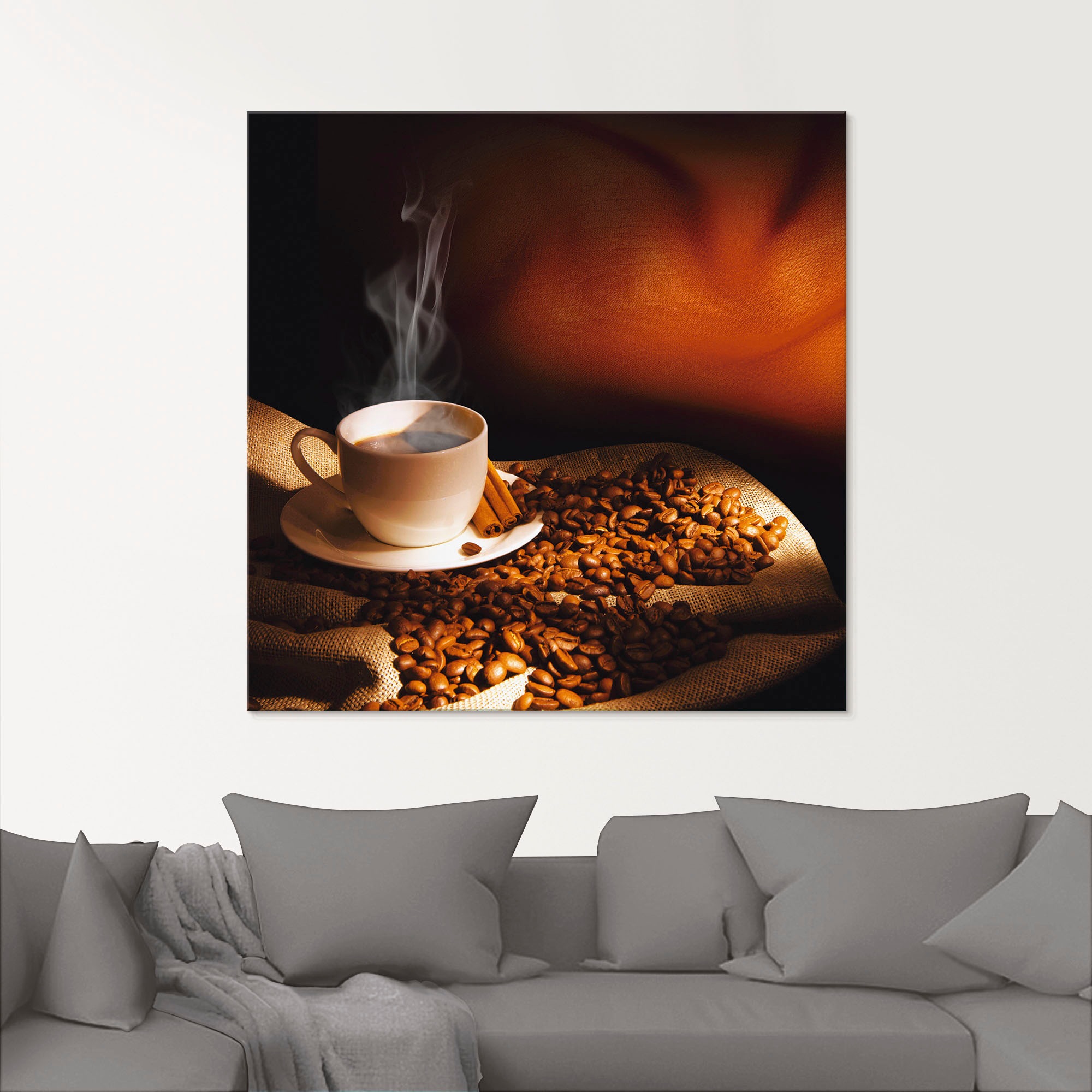 Artland Glasbild "Dampfende Tasse Kaffee" Getränke 1 Stk. tlg. in verschied günstig online kaufen
