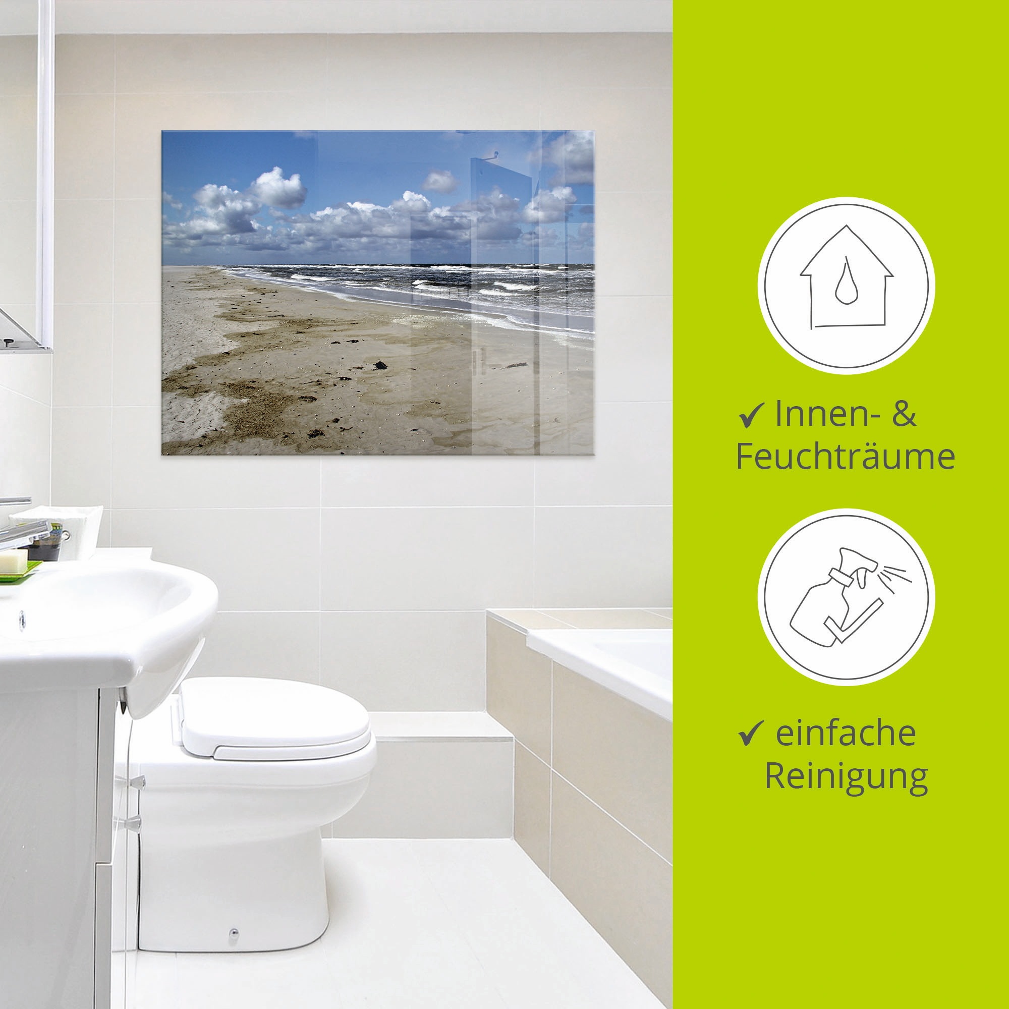 Artland Glasbild »Nordsee - Urlaubsfeeling pur«, Strand, (1 St.), in verschiedenen Größen