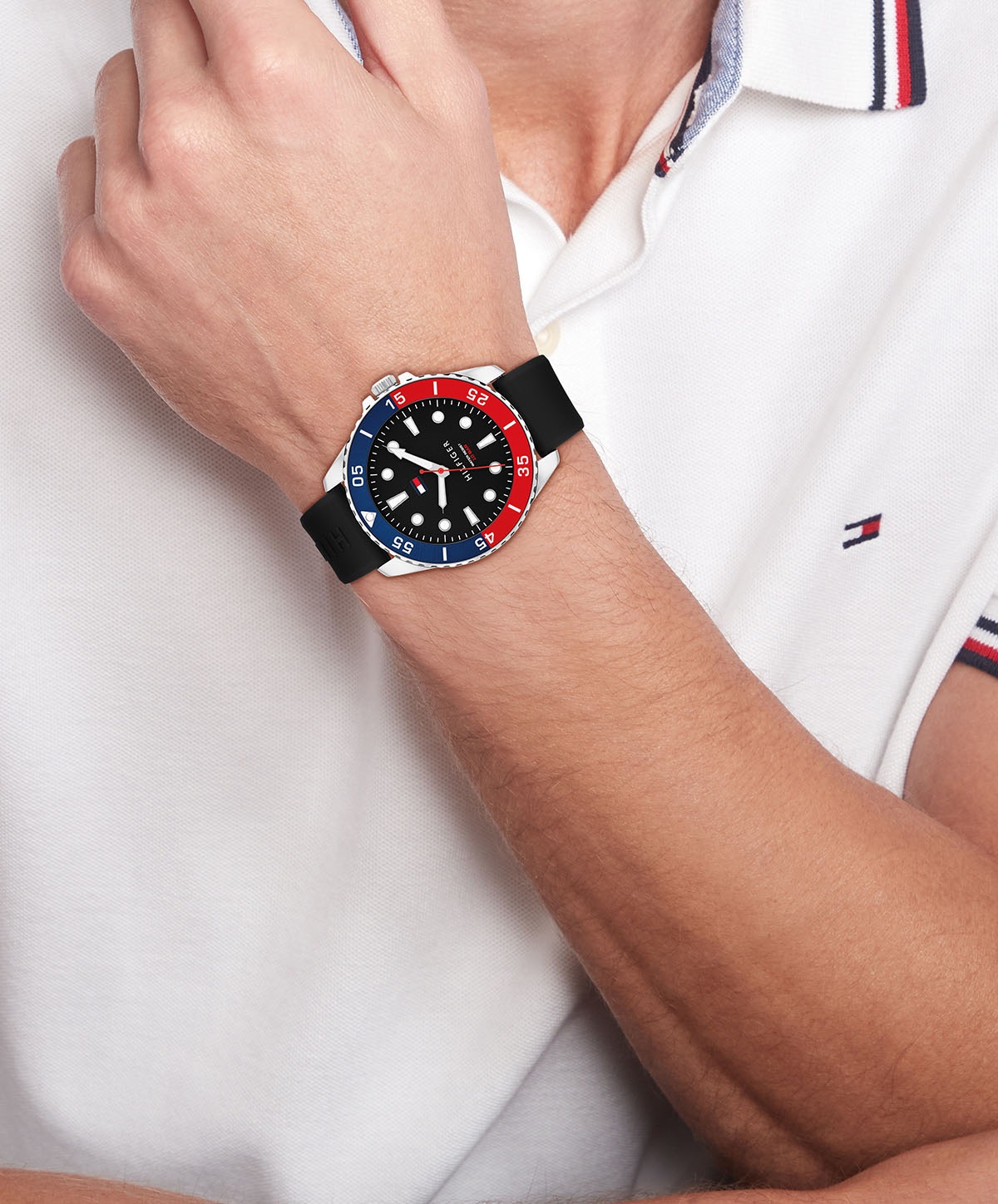 Tommy Hilfiger Quarzuhr »OCEANIC«, Armbanduhr, Herrenuhr, Silikonarmband, analog