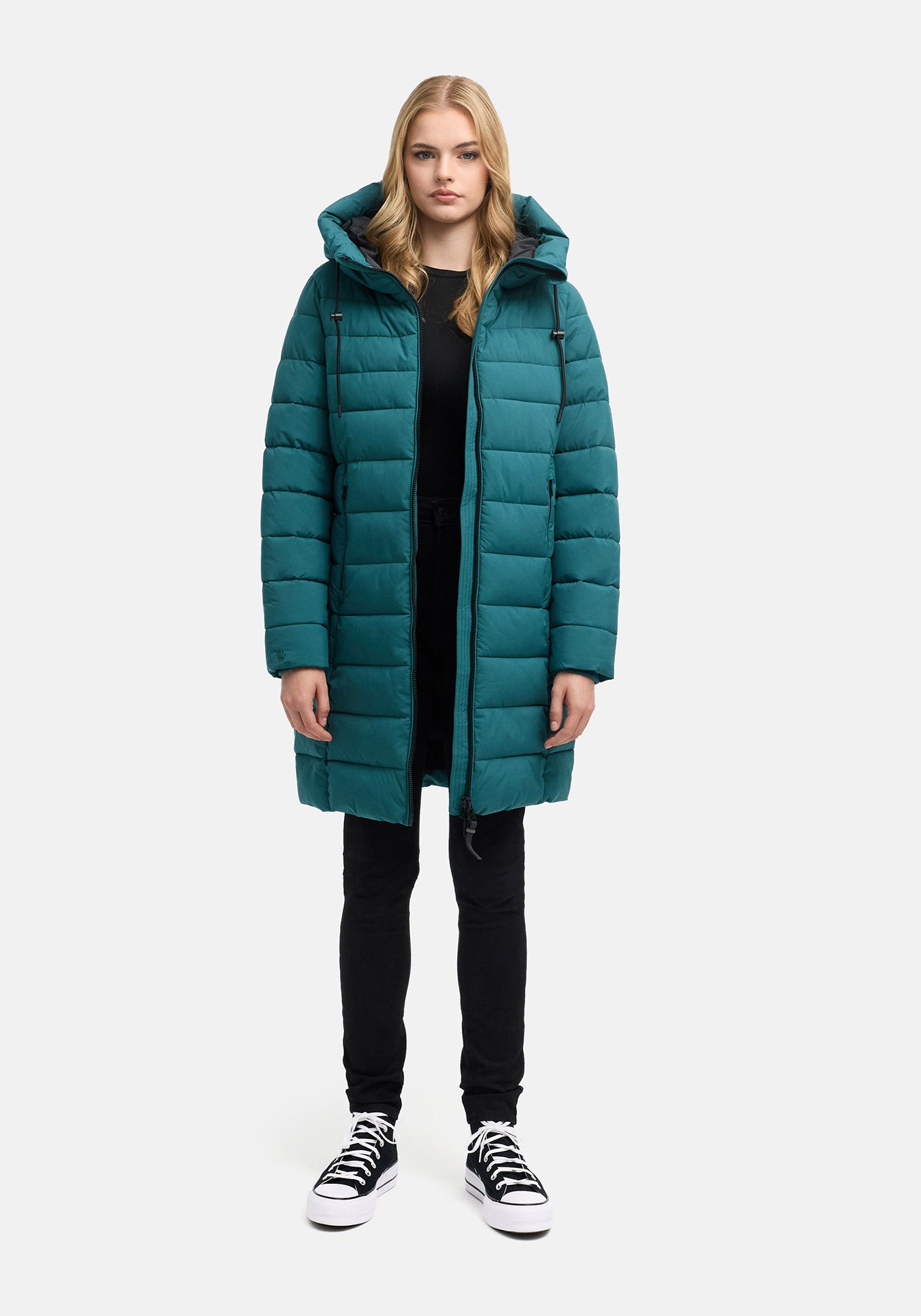 Marikoo Winterjacke »Nanoraa« mit Kapuze Winterjacke mit horizontaler Steppung, hohem Kragen & Kapuze