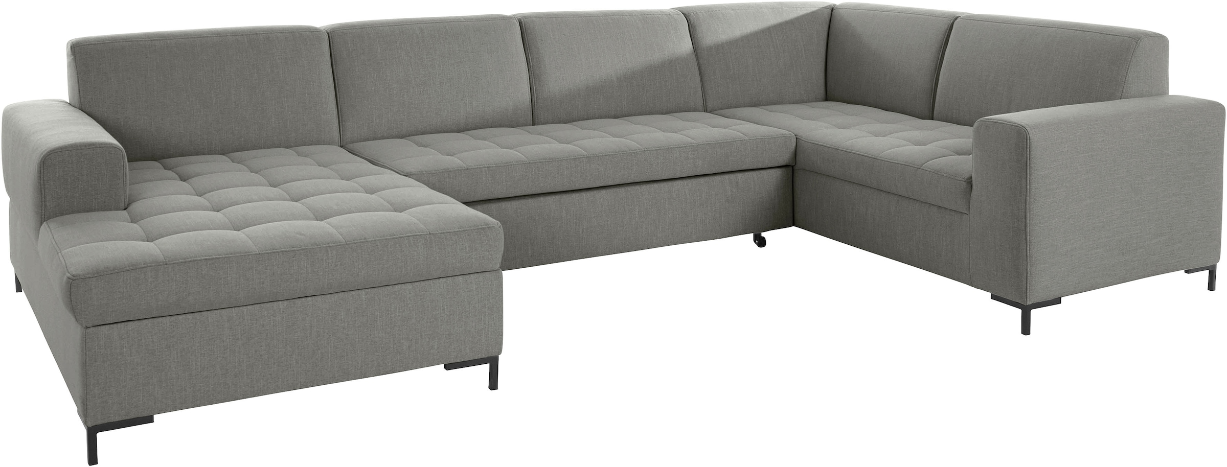 OTTO products Wohnlandschaft »Grazzo, aktuelle Steppung im Sitz, viel Platz, U-Form, Breite 332cm«, hochwertige Stoffe aus recyceltem Material, Steppung im Sitzbereich