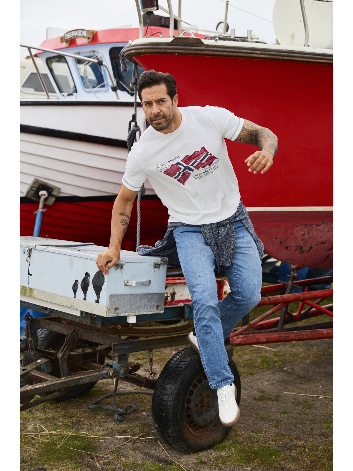 Jan Vanderstorm T-Shirt »Doppelpack T-Shirt BALDEN«, (2 tlg.), mit Brusttasche