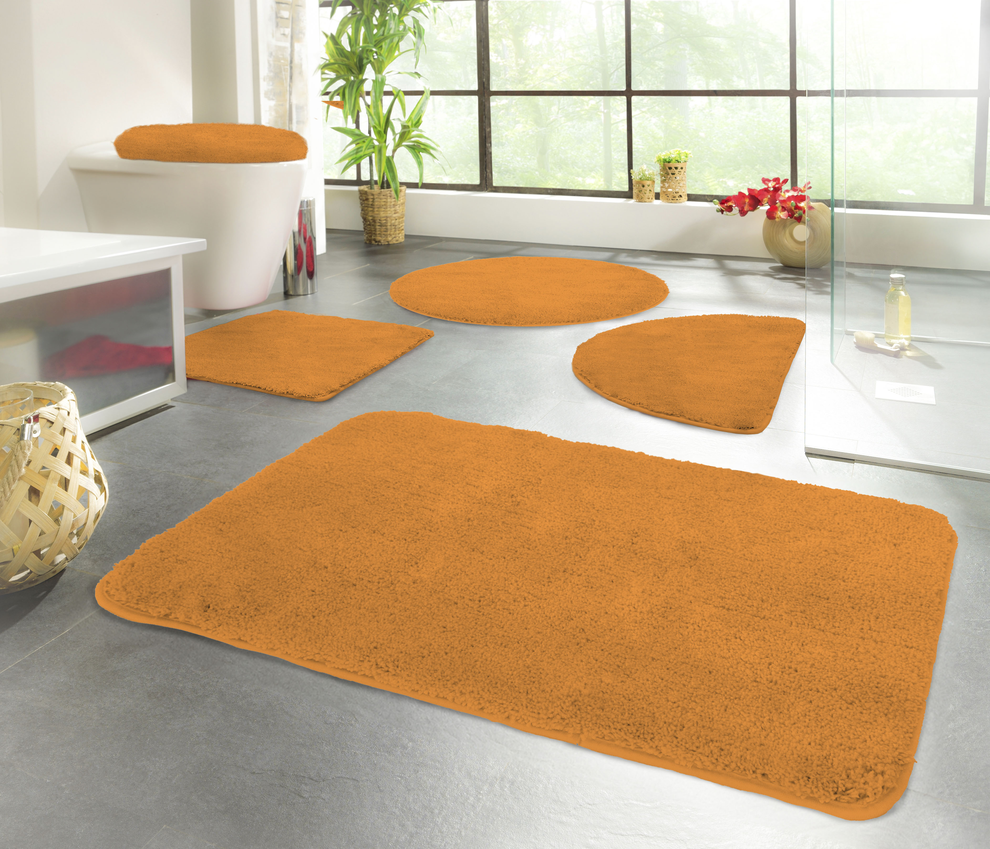 KiNZLER Badematte "Chaozhou, Badvorleger, Badezimmer Teppich" Höhe 20 mm rutschhemmend beschichtet fußbodenheizungsgeeignet Badteppich, Uni Farben, weich, als rechteckig, rund & Set erhältlich