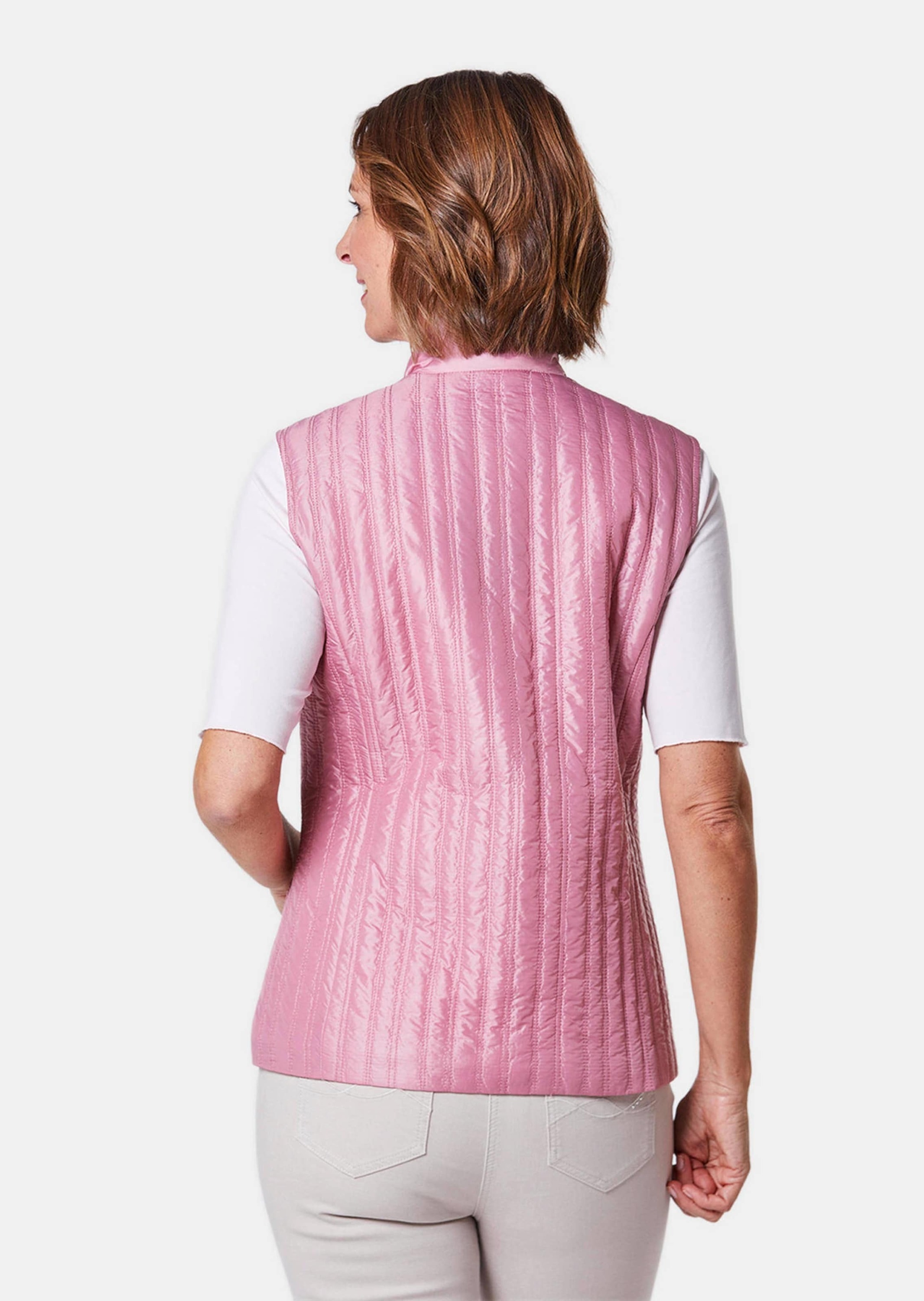 Kurzweste GOLDNER "Leichte Steppweste mit Stehkragen", Damen, Gr. 42, rosa (magnolie), Obermaterial: 100% Polyamid PA., Westen, Leicht wattiert 3