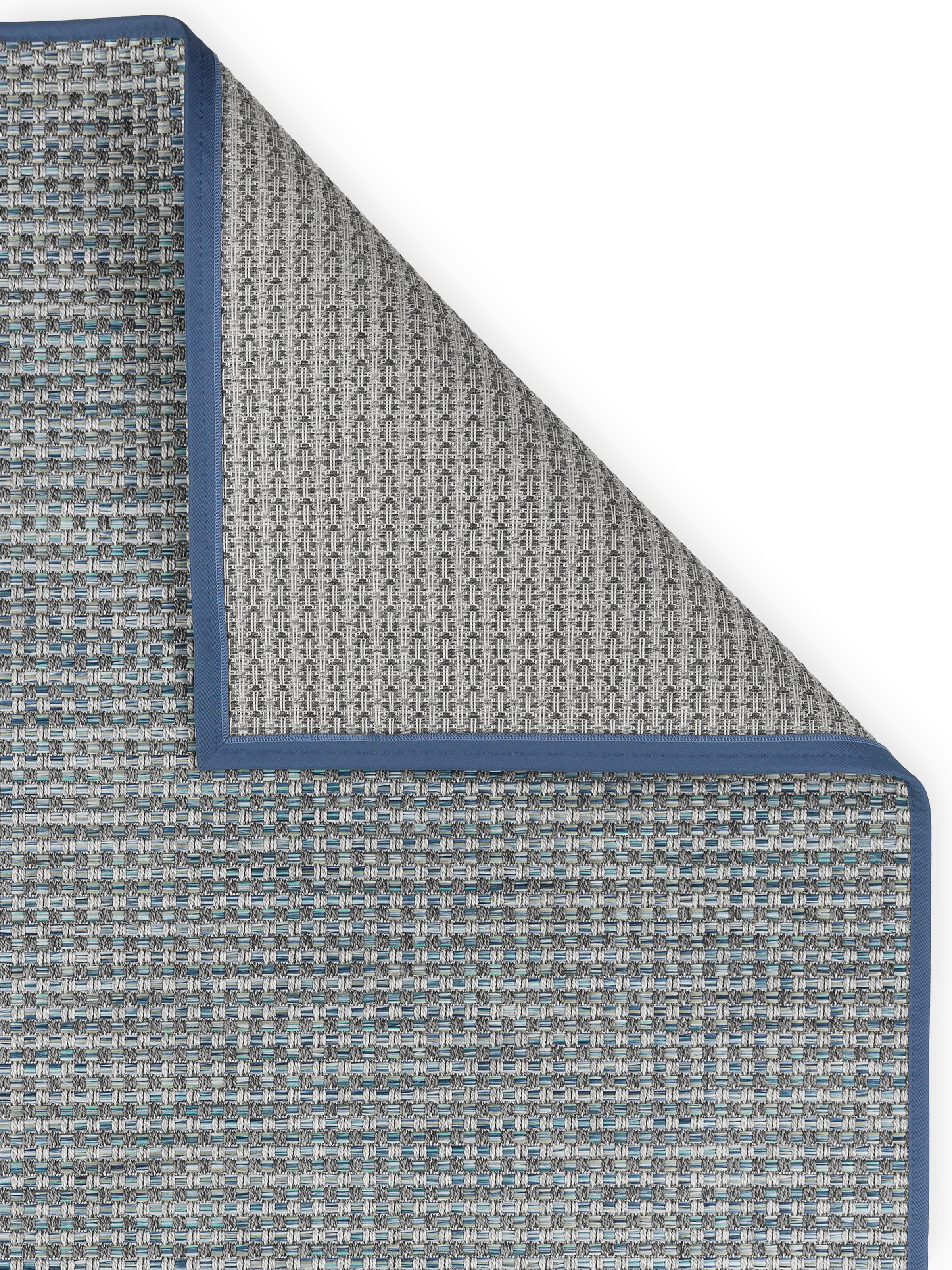 Teppich DEKOWE "Joy Antigua", blau, B:67cm H:10mm L:133cm, Kunstfaser, Teppiche, Teppich, meliert, Weboptik, mit Bordüre, In- und Outdoor geeignet 3