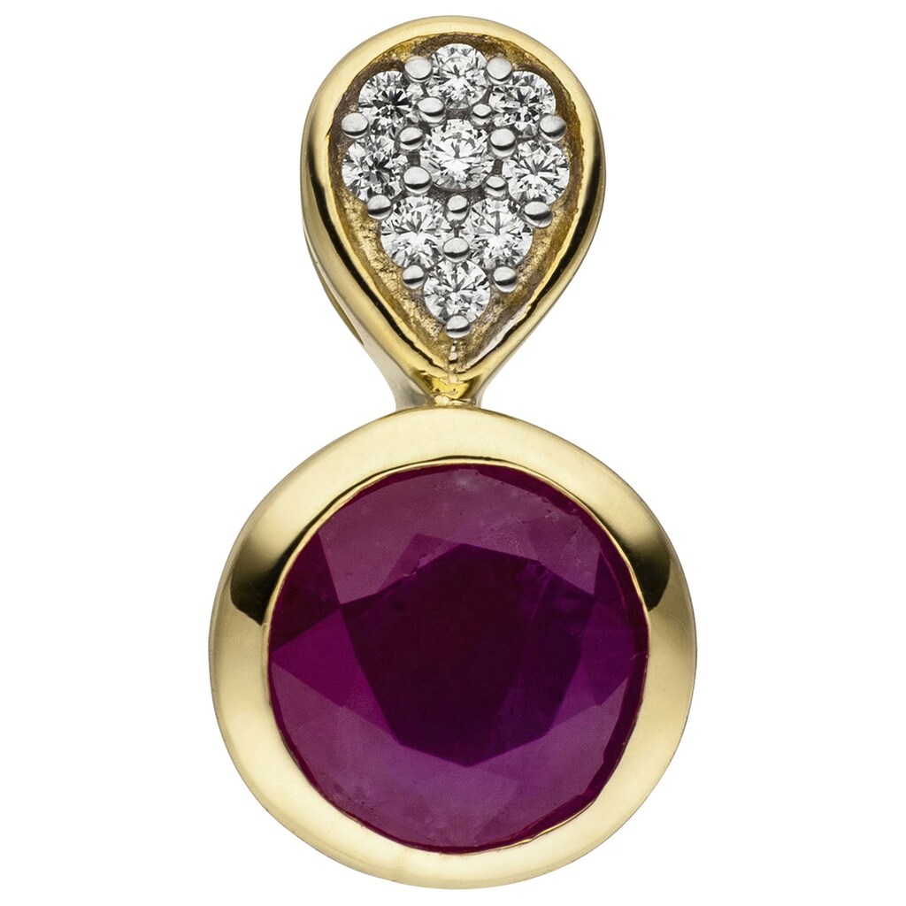 JOBO Kettenanhänger »Anhänger mit Rubin und Zirkonia« 333 Gold bicolor JOBO Kettenanhänger »Anhänger mit Rubin und Zirkonia« 333 Gold bicolor