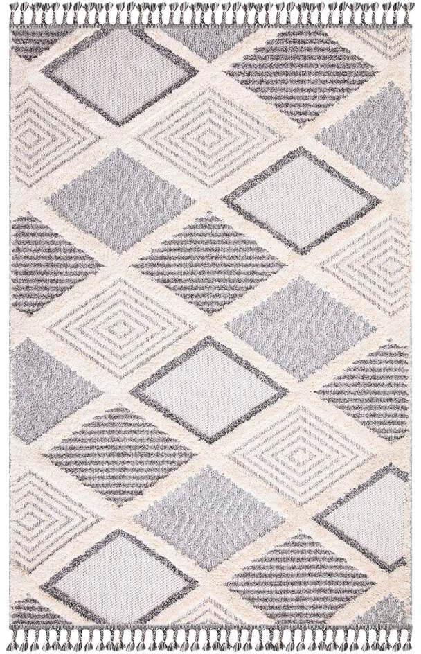 Carpet City Hochflor-Teppich »Valencia 731«, rechteckig, 20 mm Höhe, Läufer, Boho-Stil, 3D-Effekt, Raute, Hoch-Tief-Struktur, mit Fransen