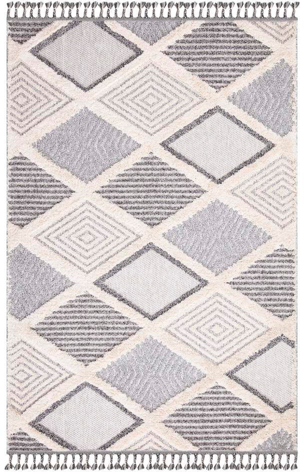 Thumbnail - Carpet City Hochflor-Teppich "Valencia 731" rechteckig 20 mm Höhe Läufer, Boho-Stil, 3D-Effekt, Raute, Hoch-Tief-Struktu...