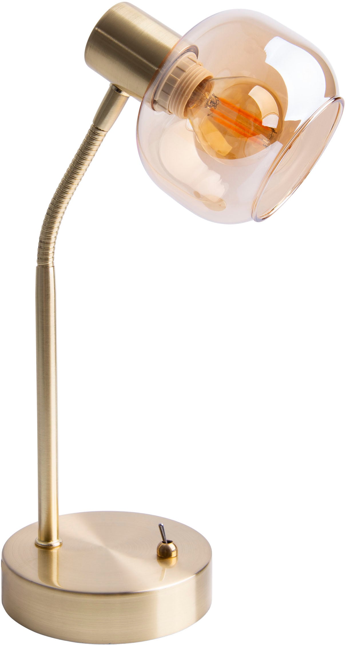 näve Tischleuchte »Libby«, 1 flammig-flammig, 1flg. flexibel verstellbar  Glasschirm in amber getönt excl. 1xE14 | BAUR