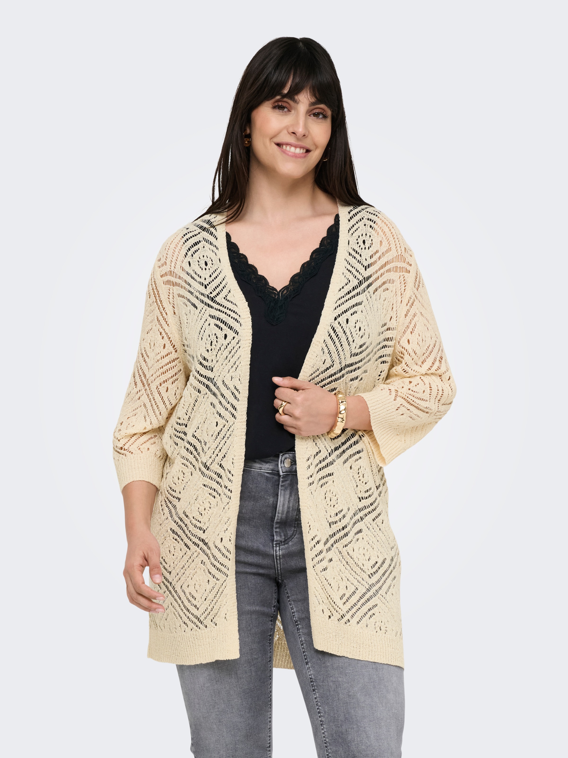 ONLY CARMAKOMA Strickjacke "CARWISTY 3/4 SL OPEN CARDIGAN KNT" günstig online kaufen
