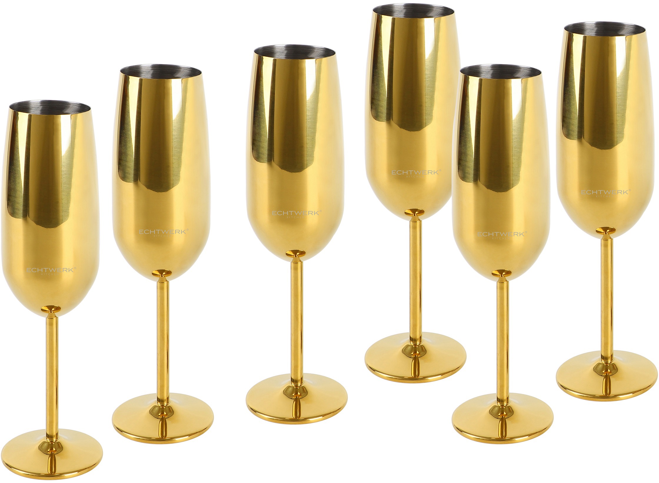 ECHTWERK Champagnerglas, (Set, 6 tlg.), Sektglas, Sektkelch, Champagnerkelch, bruchsicher, 250 ml