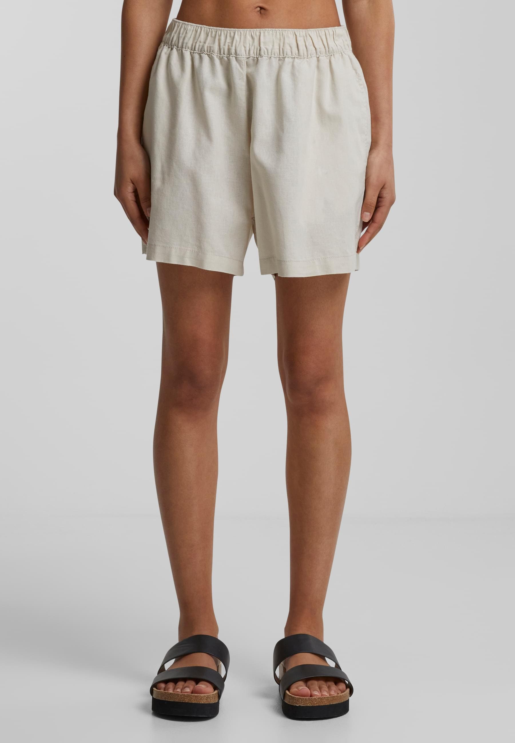 URBAN CLASSICS Shorts »Urban Classics Damen Ladies Linen Mixed Boxer Shorts«, (1 tlg.)