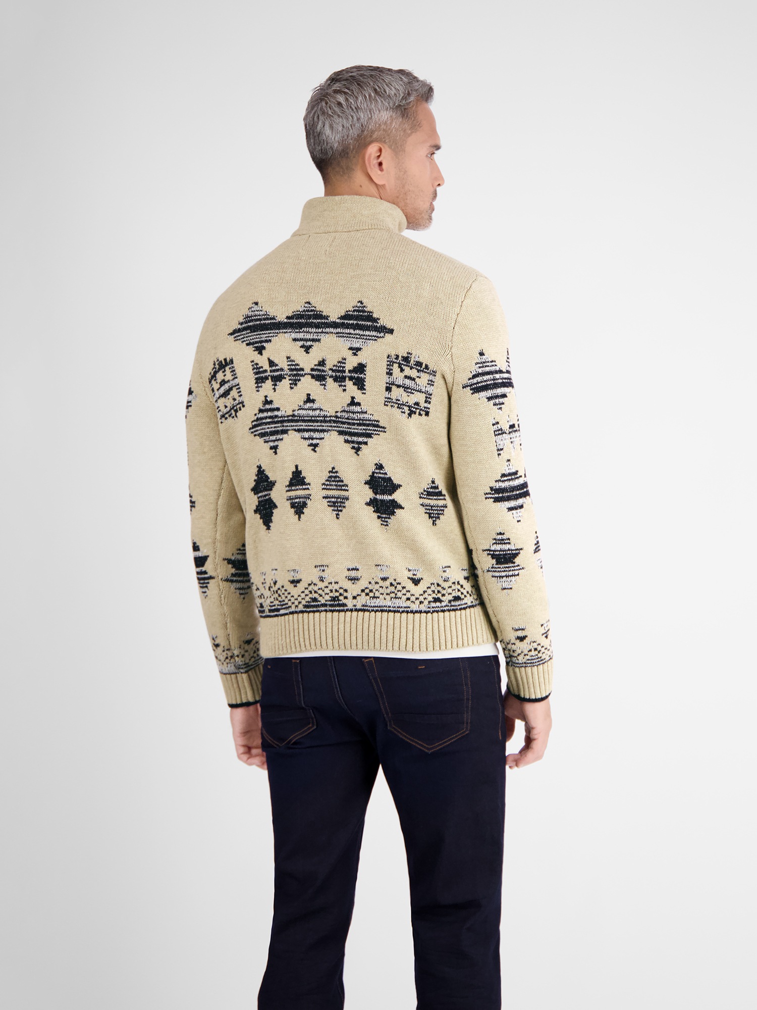 LERROS Strickpullover "Jaquardpullover mit Troyerkragen" günstig online kaufen