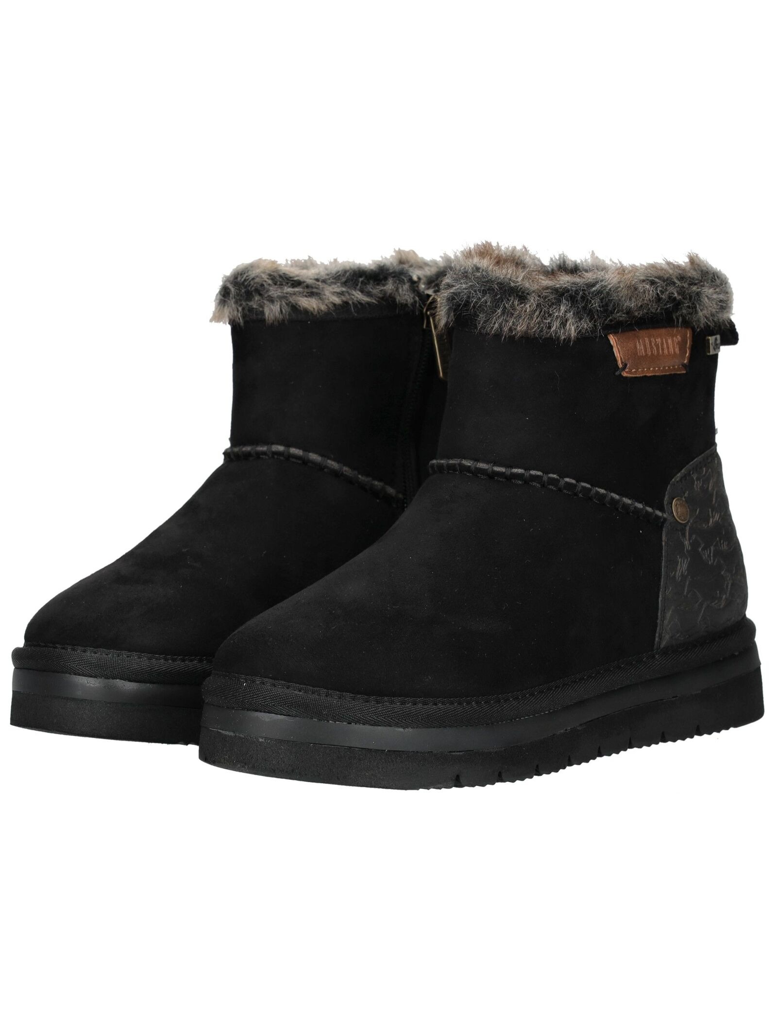 Stiefelette MUSTANG SHOES "Mustang Shoes Stiefelette Lederimitat/Textil", Damen, Gr. 36, schwarz, Lederimitat, Textil, Schuhe Stiefelette 3