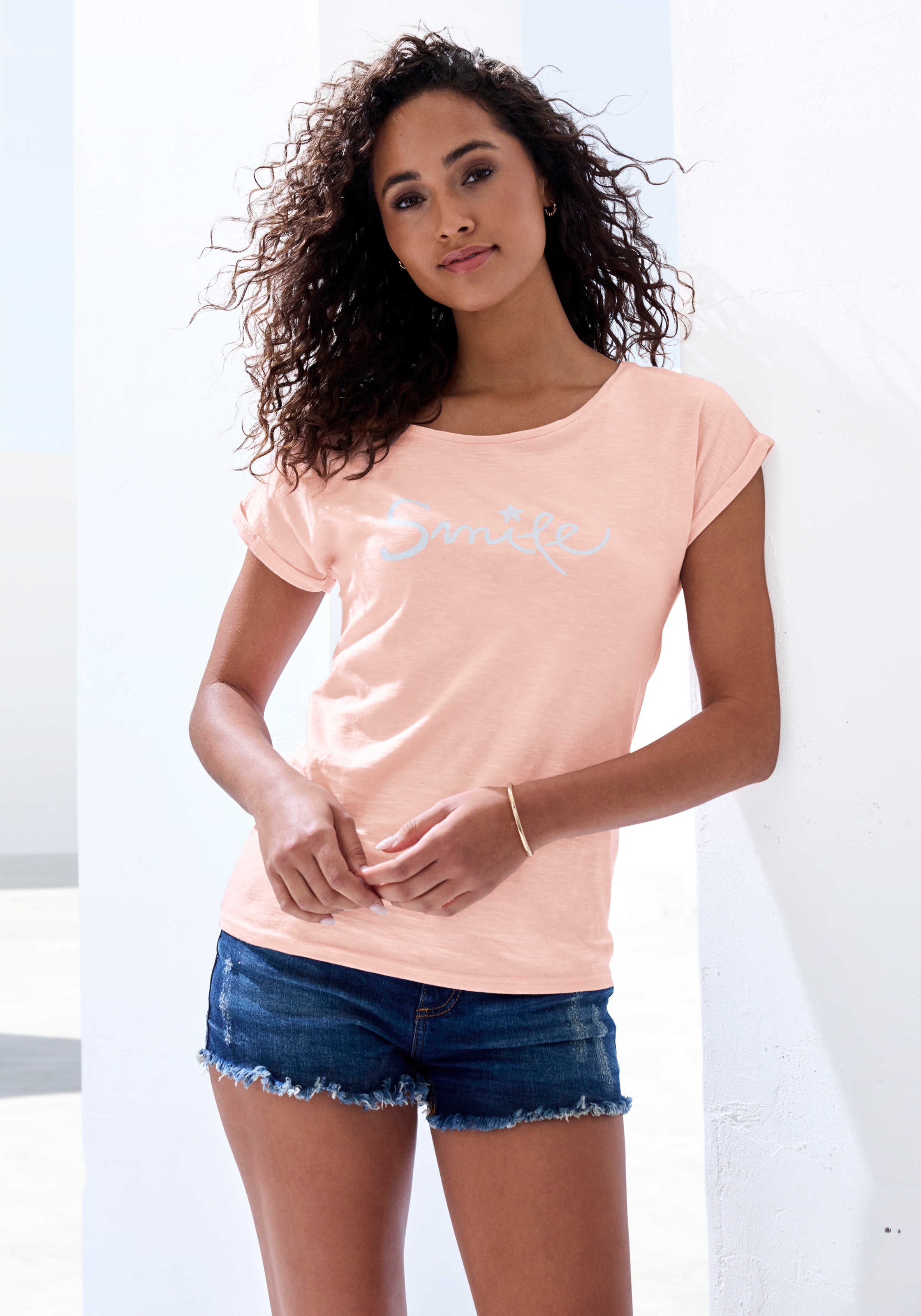 Beachtime T-Shirt "mit Frontdruck "Smile"", aus weicher Baumwoll-Qualität günstig online kaufen