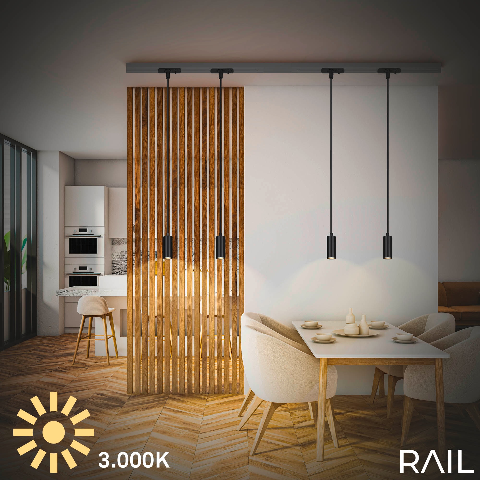 Briloner Leuchten Schienensystem-Leuchten »RAIL« LED-Board 1 Stk. LED Pendelleuchte 80x1500mm Schwarz 5,5W Schienensystem Rail Küche