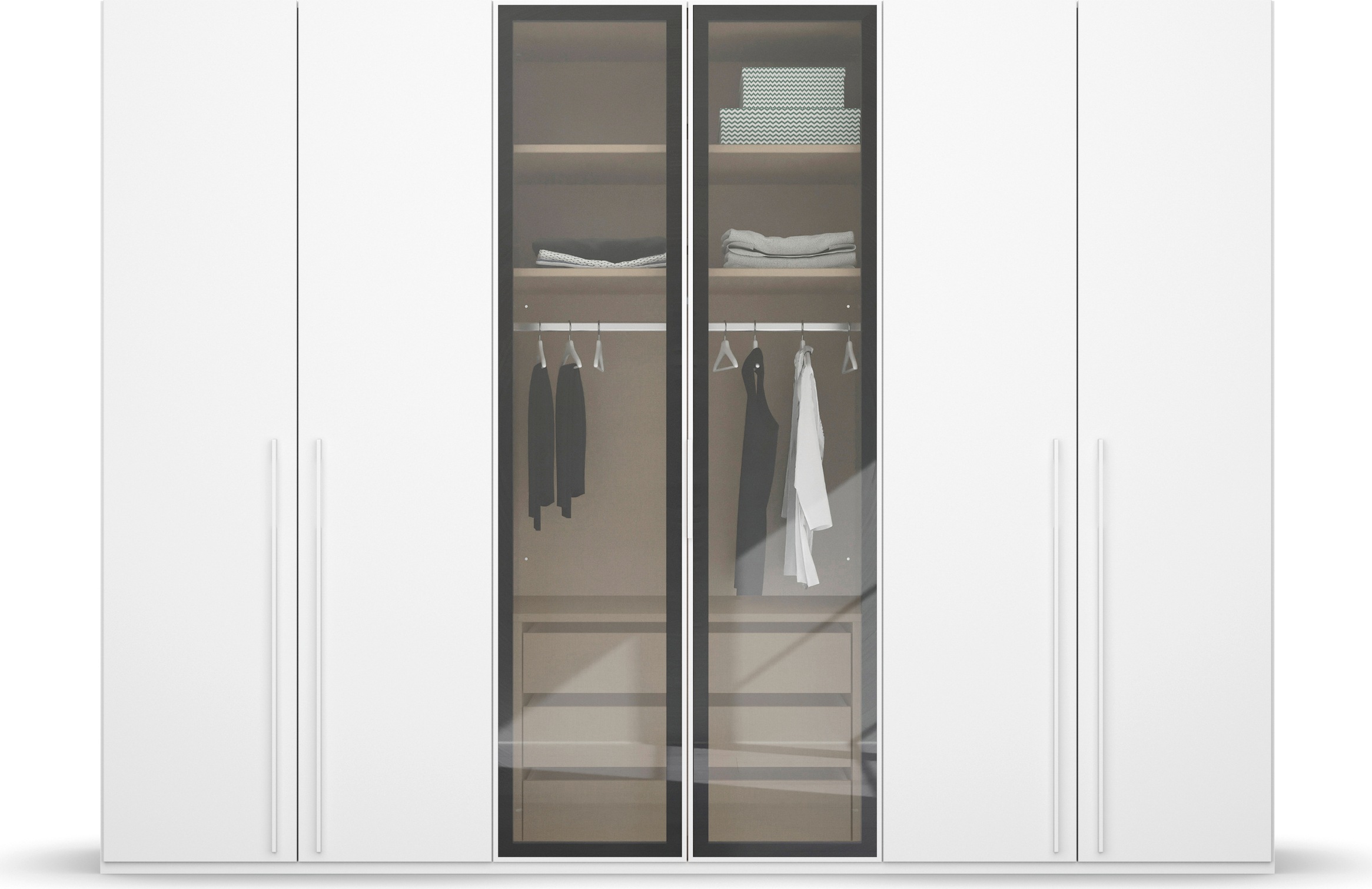 Thumbnail - rauch Drehtürenschrank "Kleiderschrank Schrank Garderobe SKAT SHINE mit hochwertigem,", transparentem Grauglas inkl. umf...