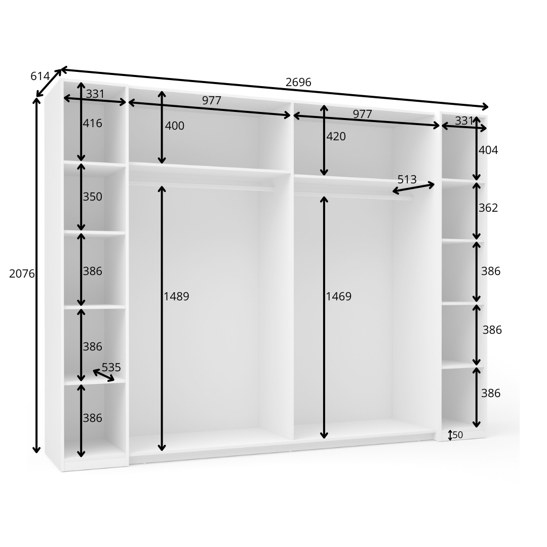 INOSIGN Kleiderschrank »Antioch, FSC-zertifiziert, mit Dreh-UND Schiebetüren«, (B/T/H 270/61,4/207cm, inklusive Einlegeböden und Kleiderstangen), mit oder ohne Spiegel und Schubladen - YOUR Choice