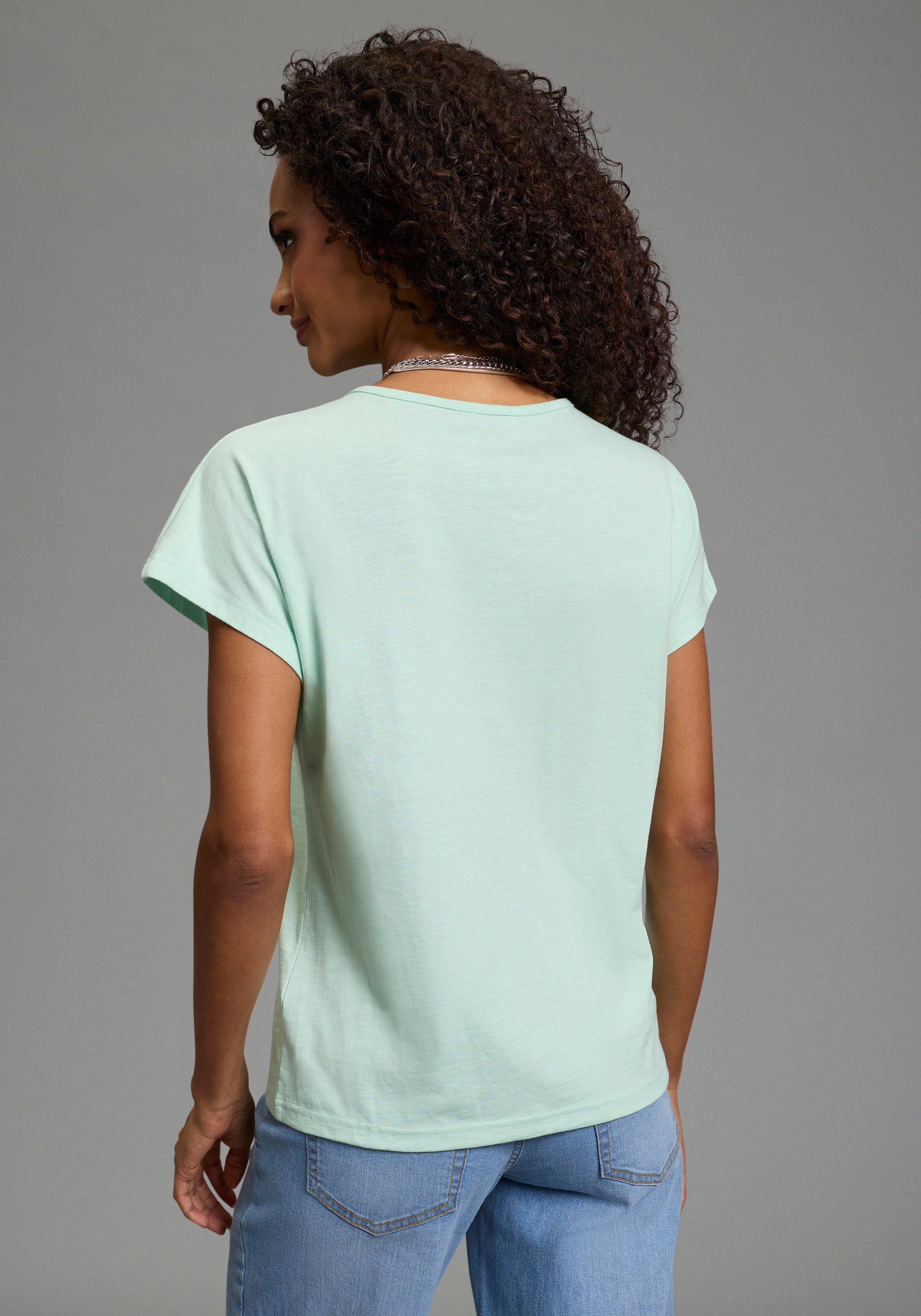 Flashlights V-Shirt V-Ausschnitt, mit Knopfleiste, figurumspielende Passfor günstig online kaufen