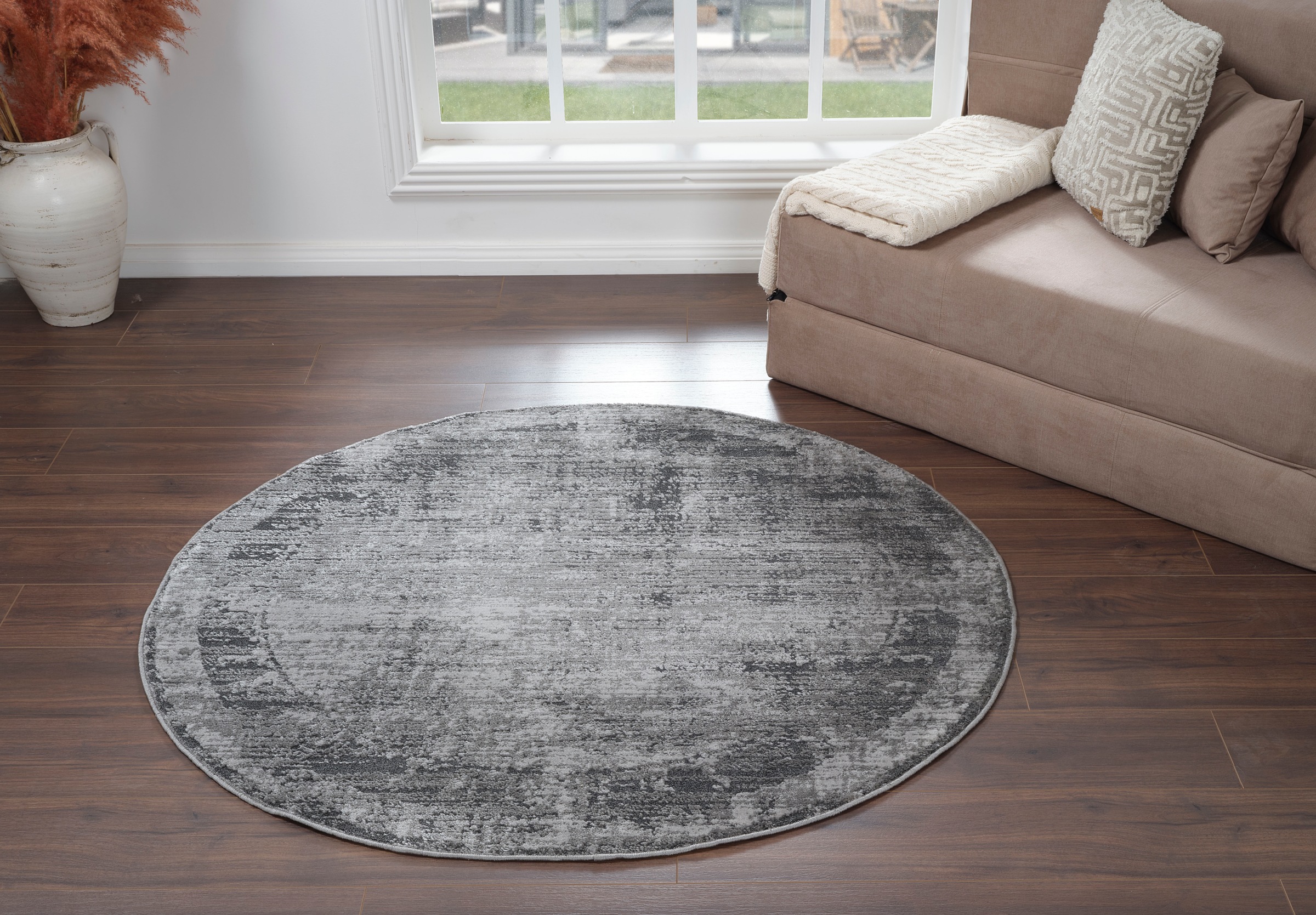 my home Teppich "Hamsa" rund 9 mm Höhe dezenter Glanz, Schrumpf-Garn-Effekt günstig online kaufen