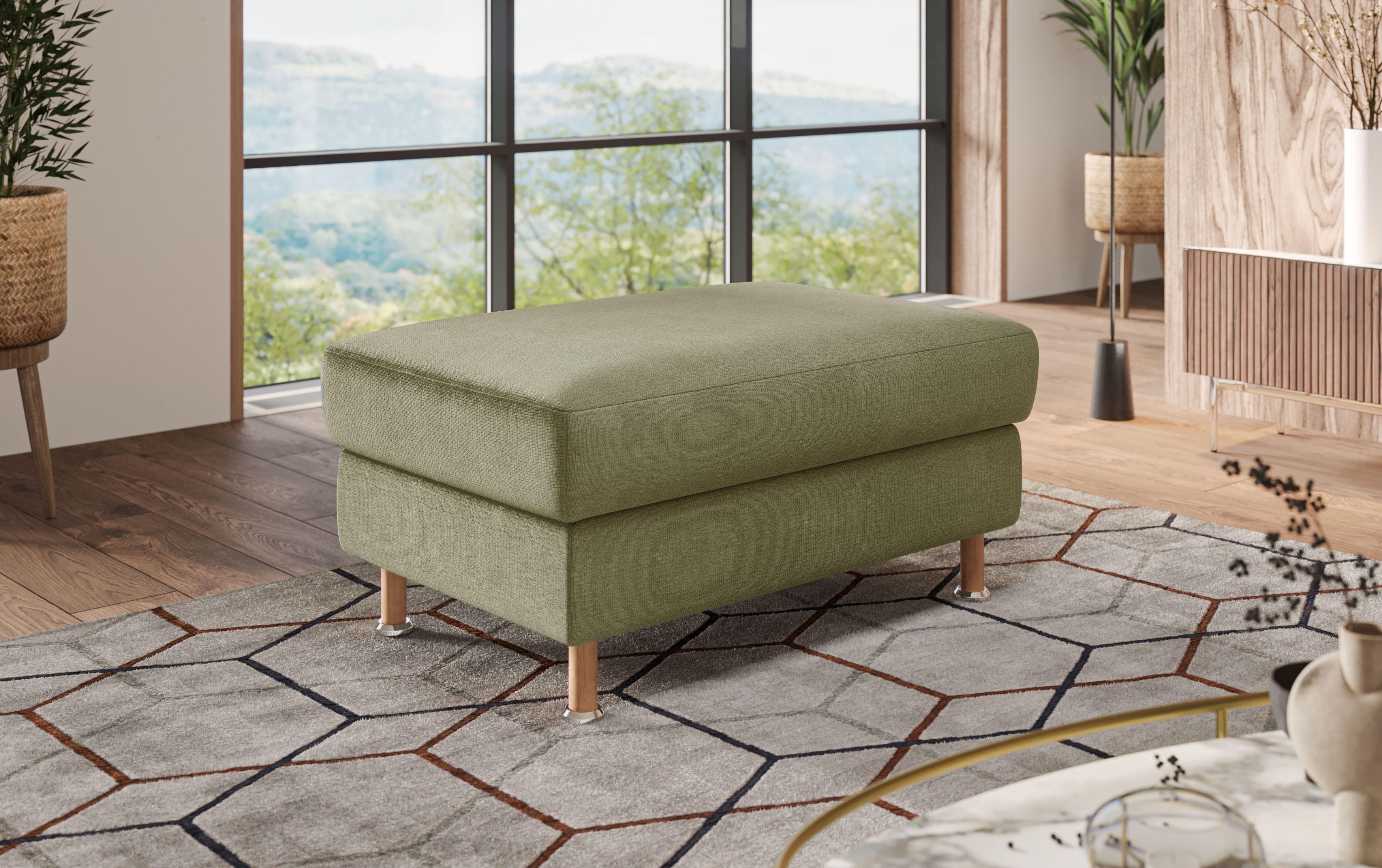 OTTO home Polsterhocker "Calypso" Holzfuesse mit Metallteller