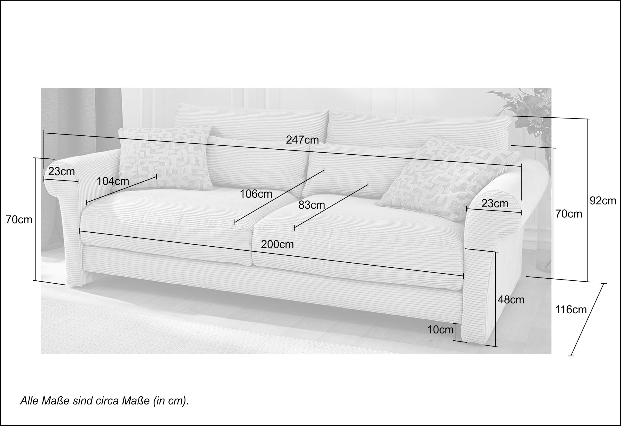 Jockenhöfer Gruppe Big-Sofa »Maxima«, Federkern,Schaumflocken,hervorragendes Sitzgefühl,Bezug in Cord