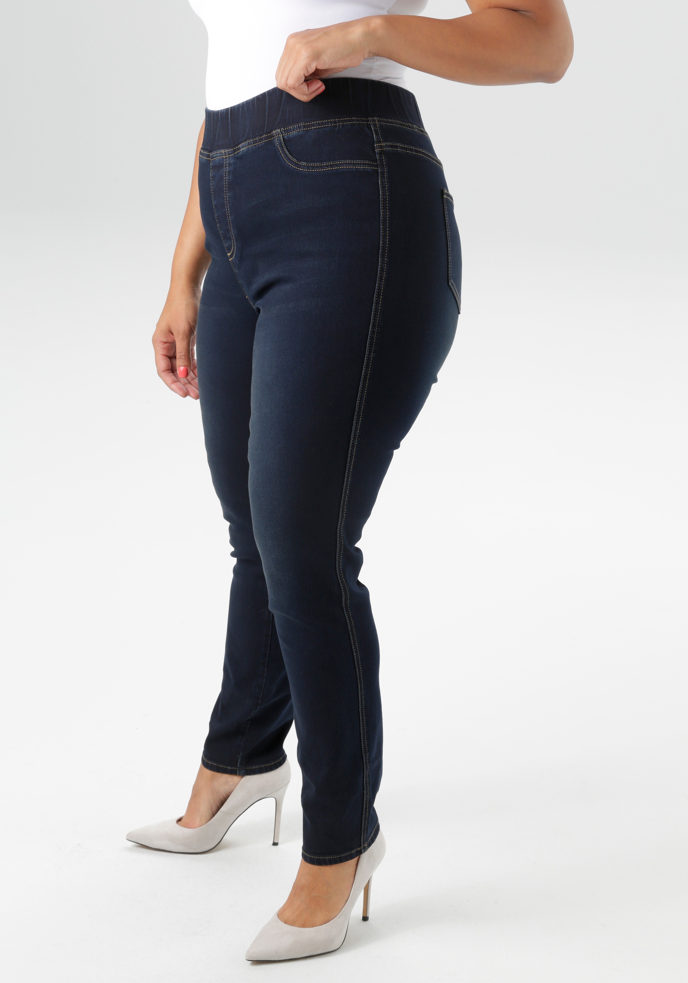 Aniston PLUS Jeansleggings mit elastischem Bund günstig online kaufen