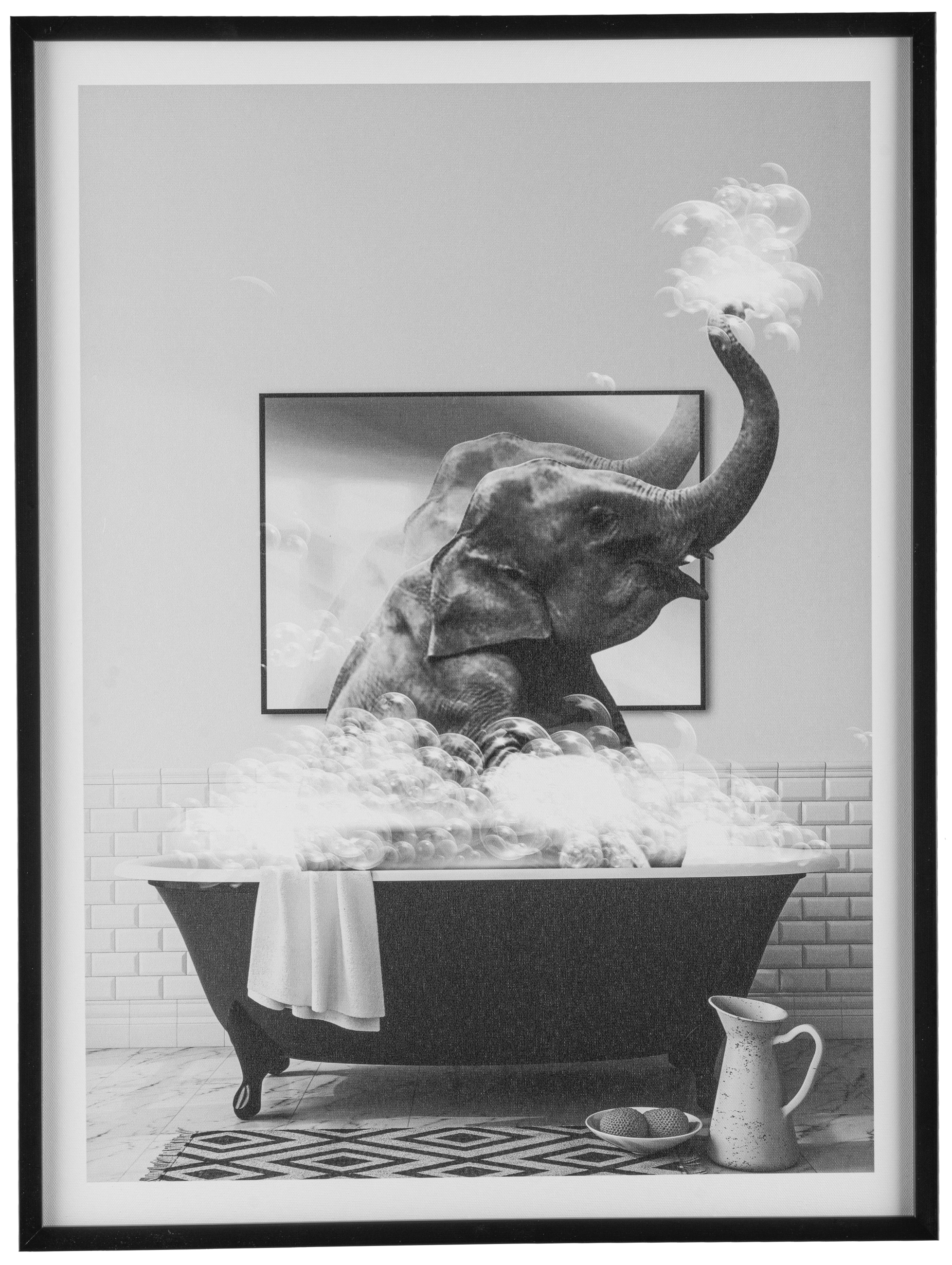 Creativ home Bild mit Rahmen "Leinwandbild Elefant in Badewanne" 1 Stk. tlg günstig online kaufen