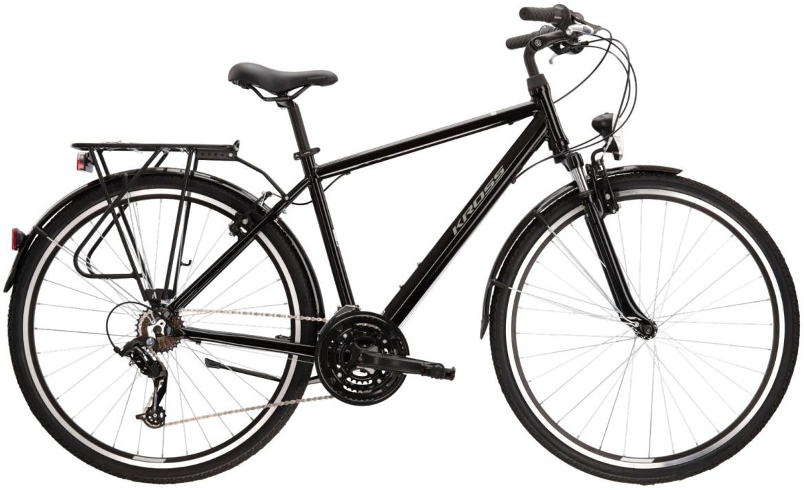 KROSS Trekkingrad "KROSS Trekkingrad Trans 1.0 28" schwarz", 48cm, 28 Zoll (71,12cm) hinten: 28 Zoll (71,12cm), schwarz, Fahrräder