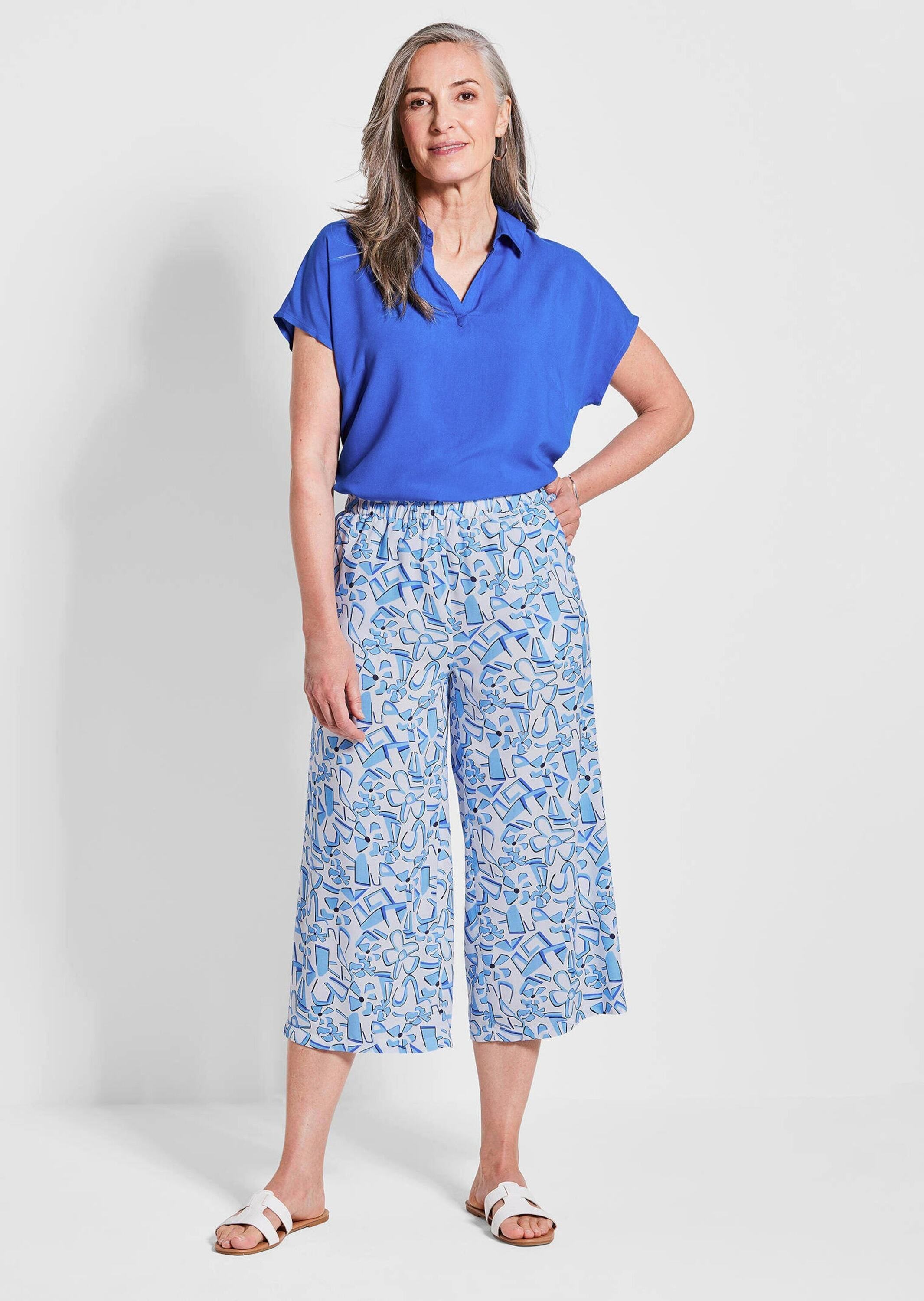 GOLDNER Schlupfhose »Kurzgröße Weite Schlupfhose VERA mit Print«