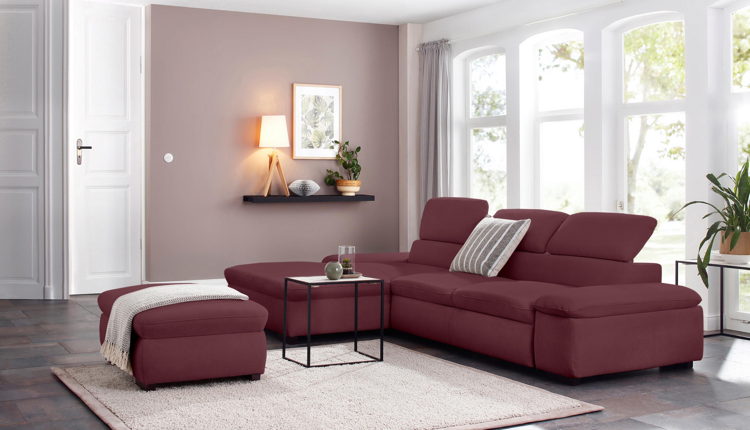 Home affaire Ecksofa »Alberto L-Form«, mit Kopfteilverstellung, wahlweise mit Bettfunktion