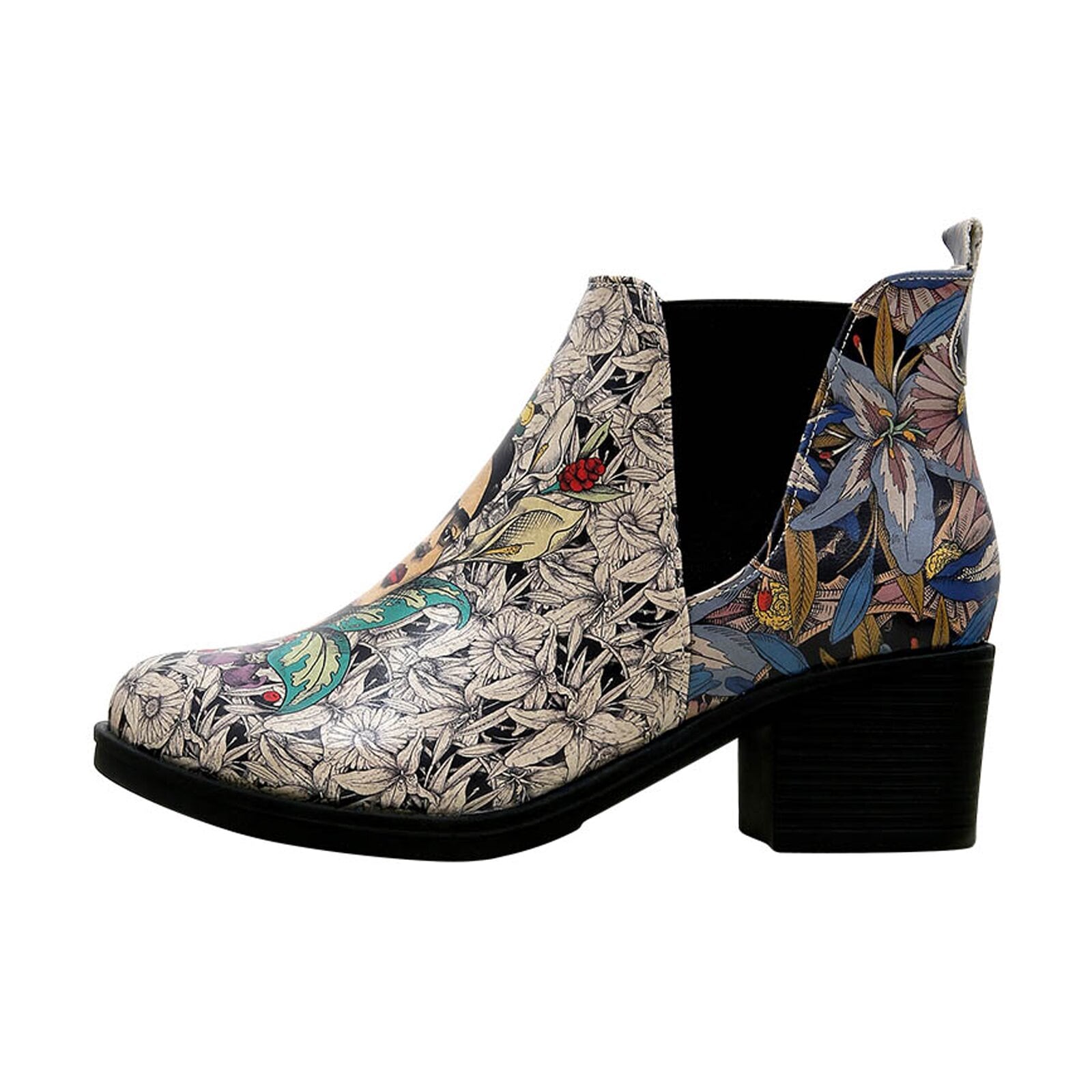 DOGO "Eve Boots Frida-Kahlo-with-Blue-Flowers" Handgefertigt