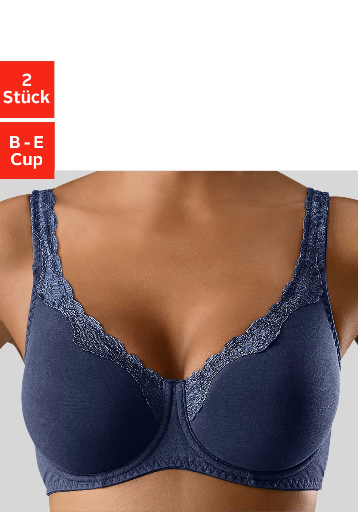 petite fleur by Lascana Bügel-BH Packung, aus Baumwolle mit breiteren Trägern – auch ideal für große Größen
