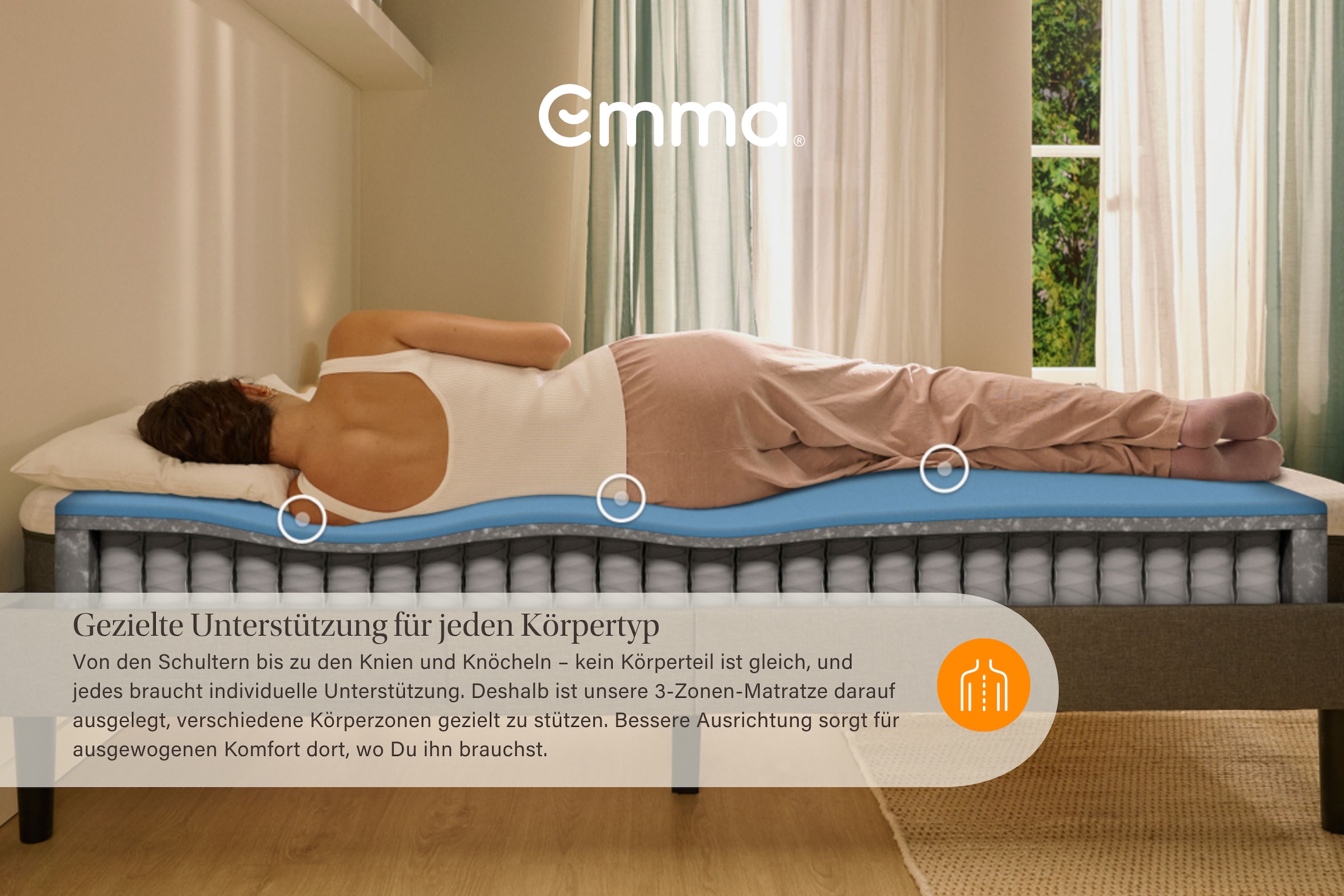 Emma Hybridmatratze »NEUHEIT: Emma Original Lite Matratze« 22 cm hoch 1 Stk. tlg. 3-Zonen-Federn, Airgocell®-Schaum, atmungsaktiv, waschbar, 22 cm.
