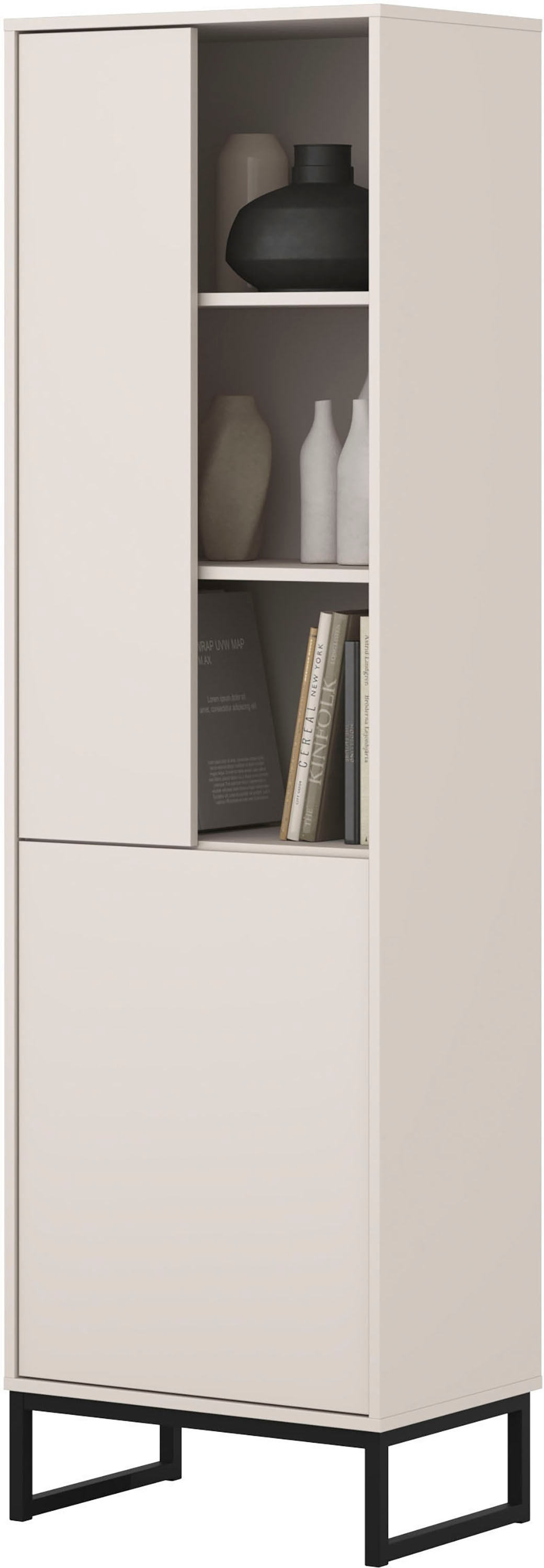 OTTO home Vitrine »Loft, Höhe 180 cm, moderne grifflose Standvitrine mit 2 Türen« Hochschrank mit viel Stauraum, verstellbaren Einlegeböden, Regal