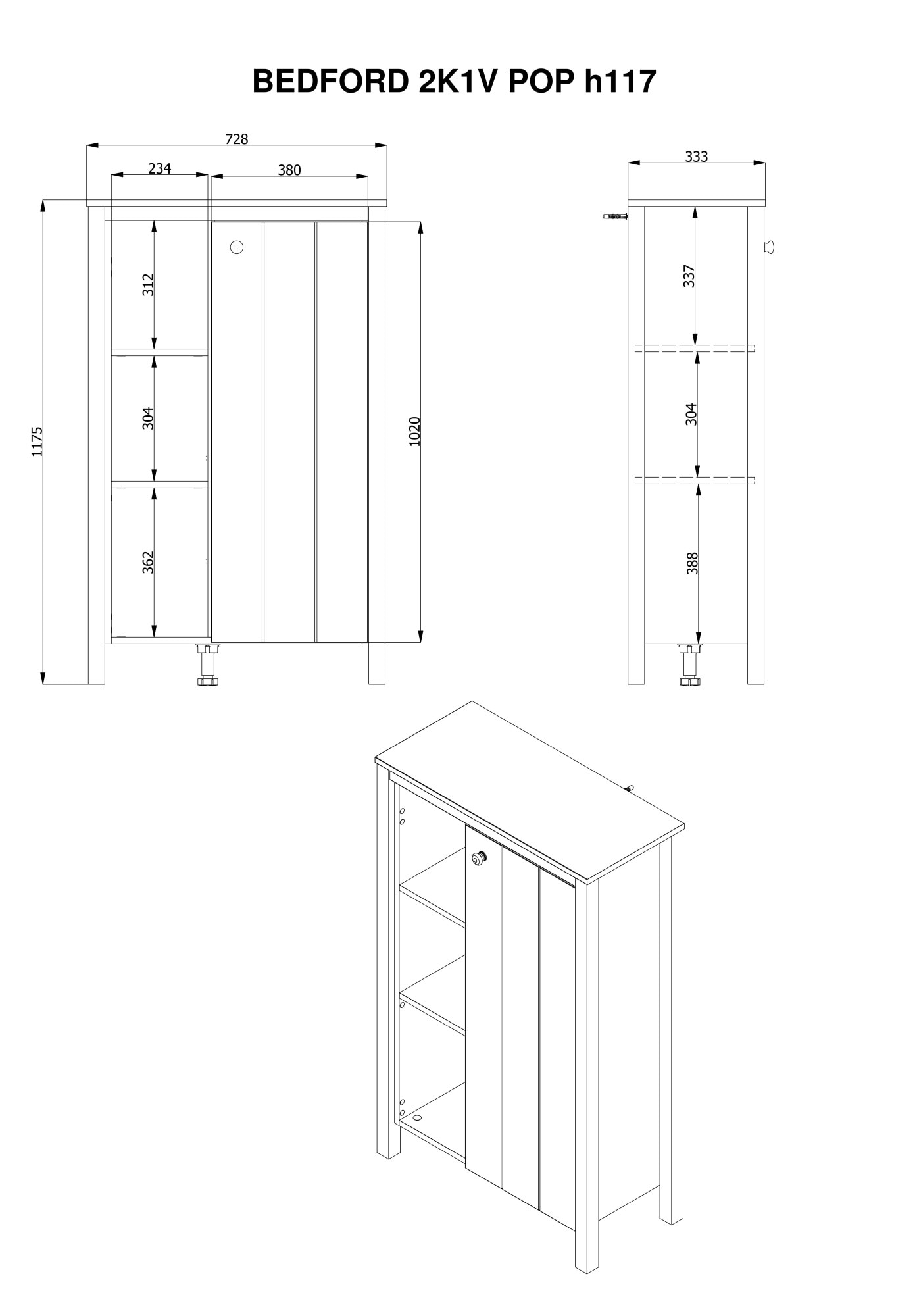 Home affaire Highboard »BEDFORD, Hochkommode, Vitrine, Glasvitrine, Kombi-Highboard« MDF-Profil 2D ummantelt, Hotstamping