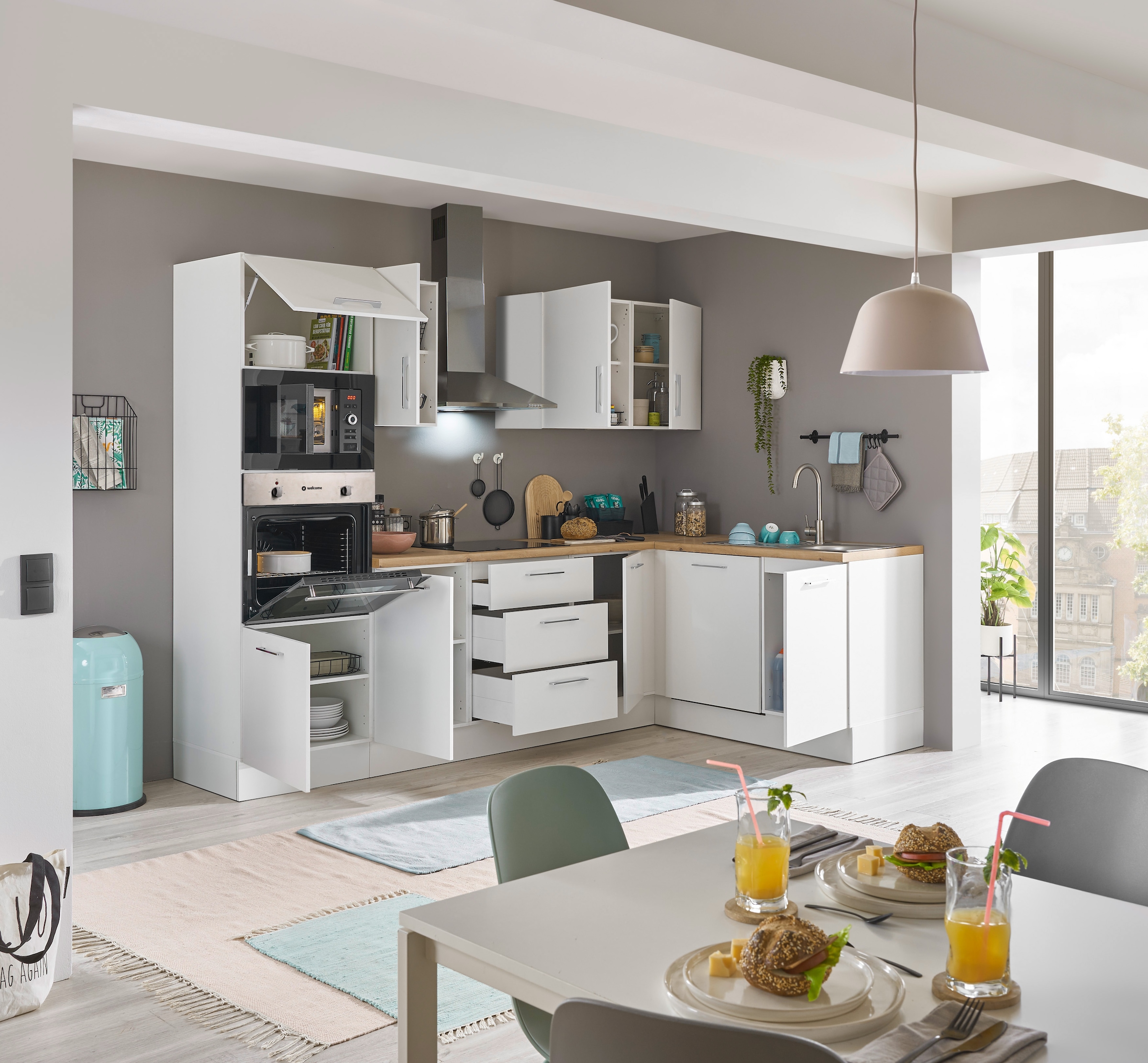 BASIC by Balculina Winkelküche »Turin«, Stellbreite 280x175 cm, wahlweise mit E-Geräten