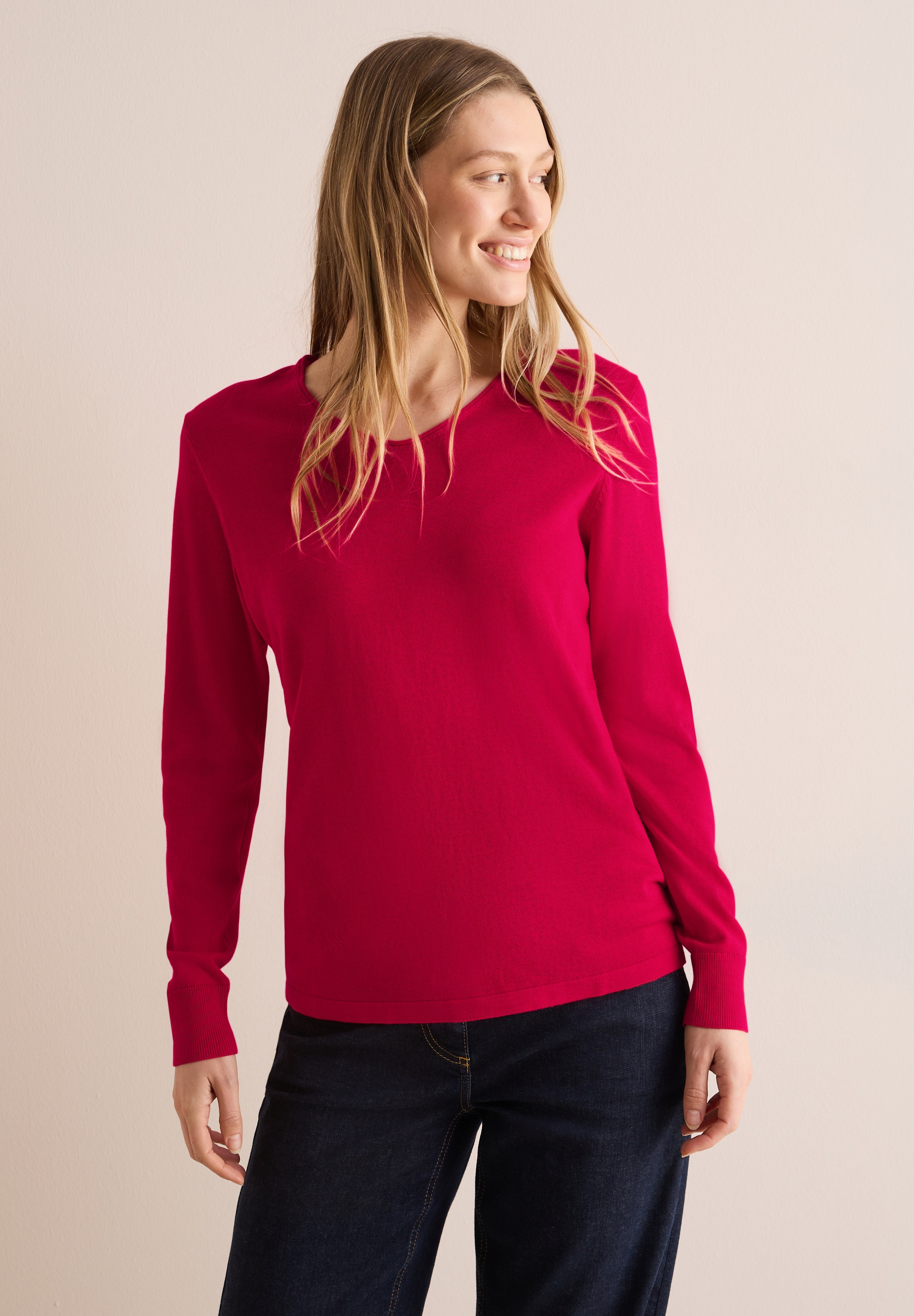 Cecil Strickpullover, mit abgerundetem V-Ausschnitt
