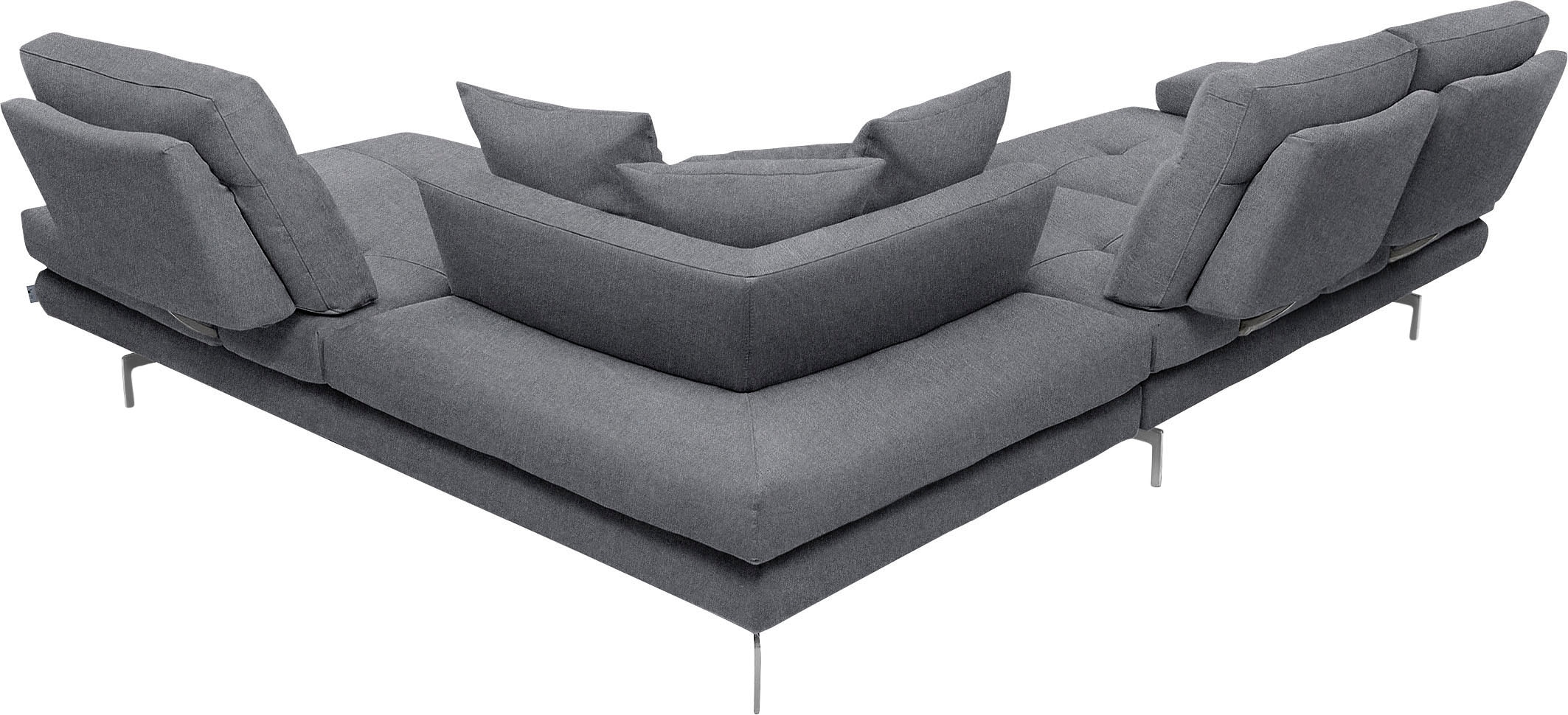 CALIA ITALIA Ecksofa »Toby Wing, L-Form, Designsofa mit sensationellem Sitzkomfort«, Sitztiefenverstell.,wahlw. mit Kissen-Set, Füße chrom glänzend