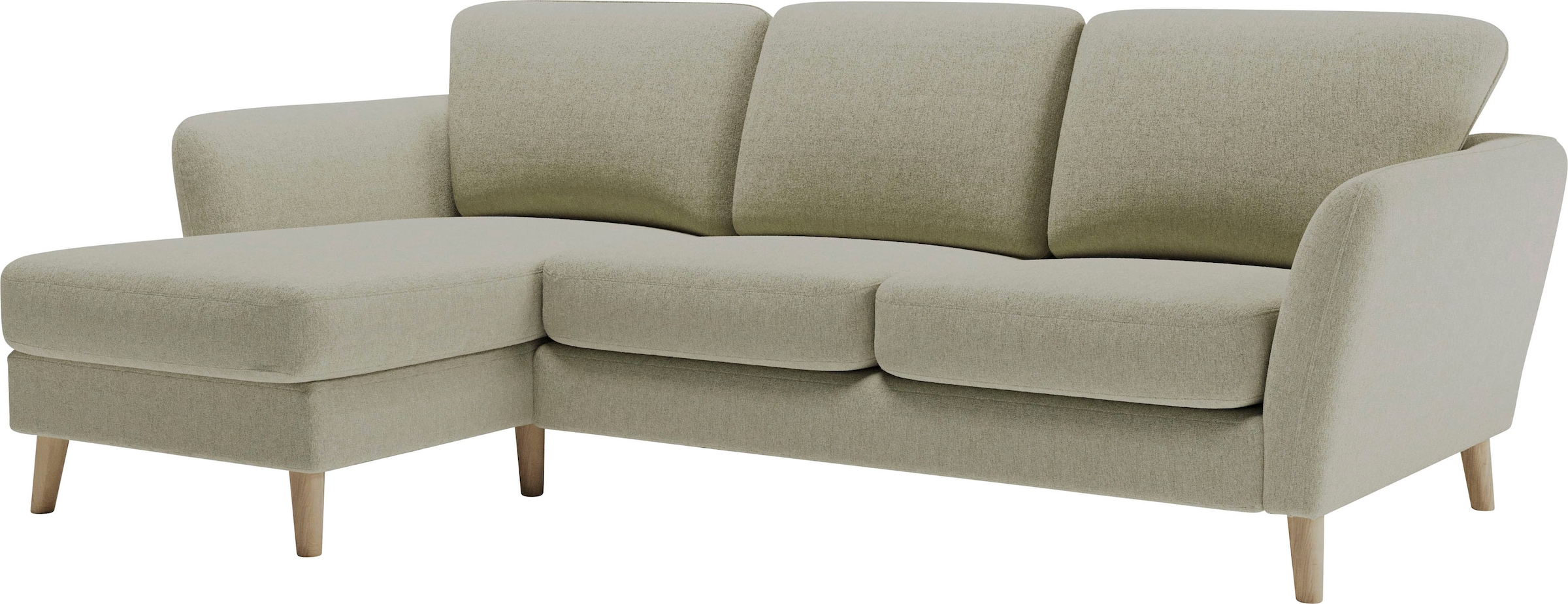Home affaire Ecksofa »MARSEILLE (242/152cm),L-Form, Rec. rechts/links«, Massivholzbeine Eiche, Landhausstil, Wellenunterfederung