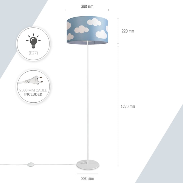 Paco Home Stehlampe »Luca Cosmo«, Stehlampe Kinderzimmer Stoff Lampenschirm  Spielzimmer Wolken E27 | BAUR