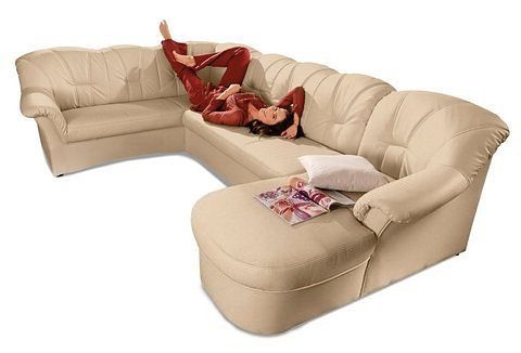 DOMO collection Wohnlandschaft »Papenburg, zeitlose Rückensteppung, elegante Formensprache, U-Form«, in großer Farbvielfalt, wahlweise mit Bettfunktion