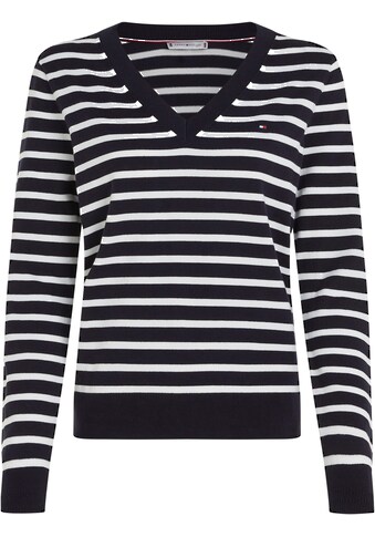 TOMMY HILFIGER Curve V-Ausschnitt-Pullover »CRV CO JERSEY S...