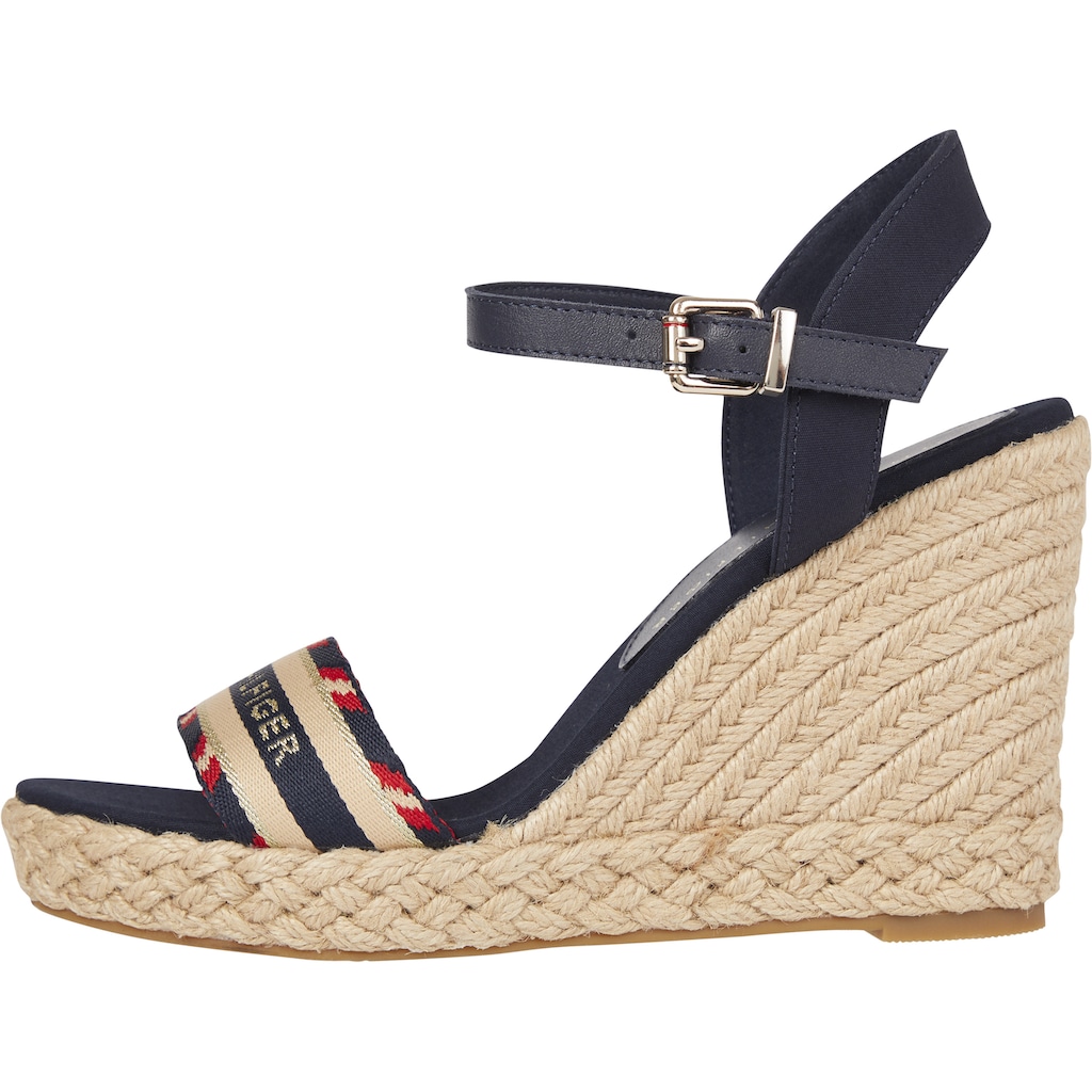 Tommy Hilfiger High-Heel-Sandalette »CORPORATE WEBBING HIGH WEDGE«, mit Logoschriftzug