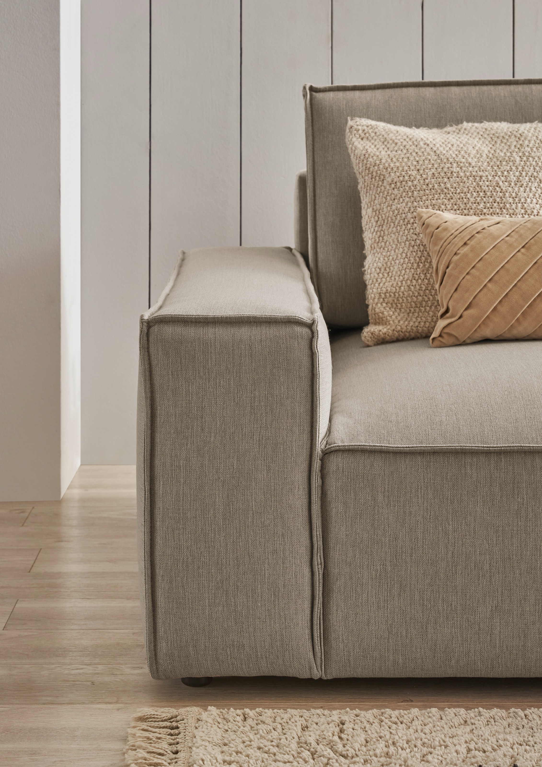 Home affaire Big-Sofa »NEU: SHERWOOD XXL, Big-Sofa (316cm), extra tiefe Sitzfläche 95 cm«, bequemer Sitzkomfort, Cord u. Leinenoptik, Kedernaht